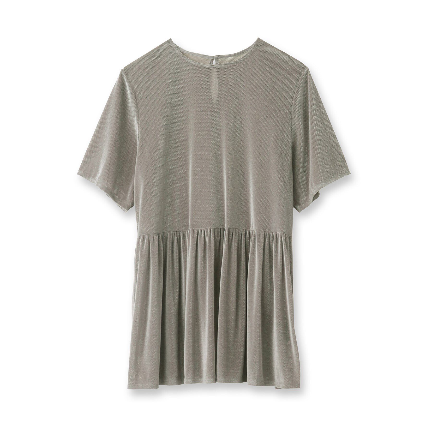 UNTITLED「【透け感/キャミ付】シアーベロア ペプラムブラウス」|シャツ・ブラウス|