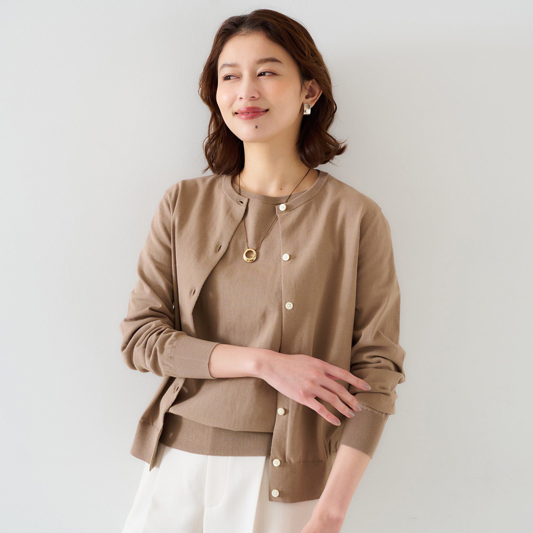 UNTITLED「【11色展開/コットン100/アンサンブル可能】クルーカーディガン」|カーディガン|