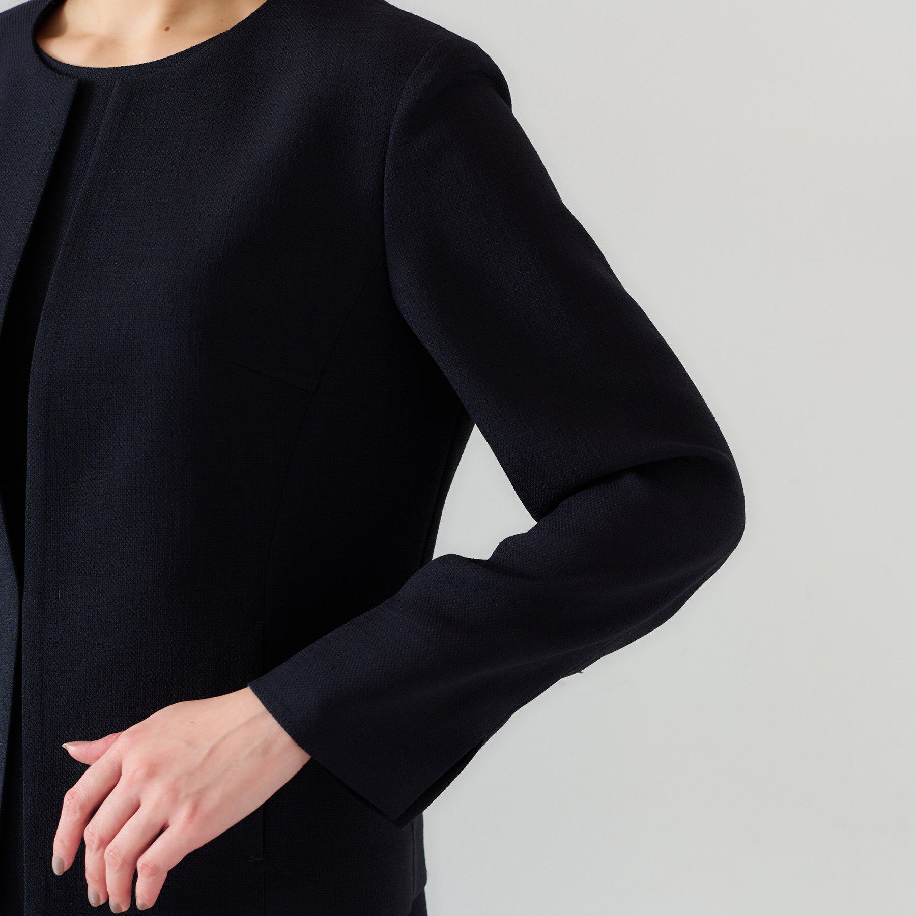 UNTITLED「【セットアップ可/短丈】ドライタッチジャケット」|ノーカラージャケット|