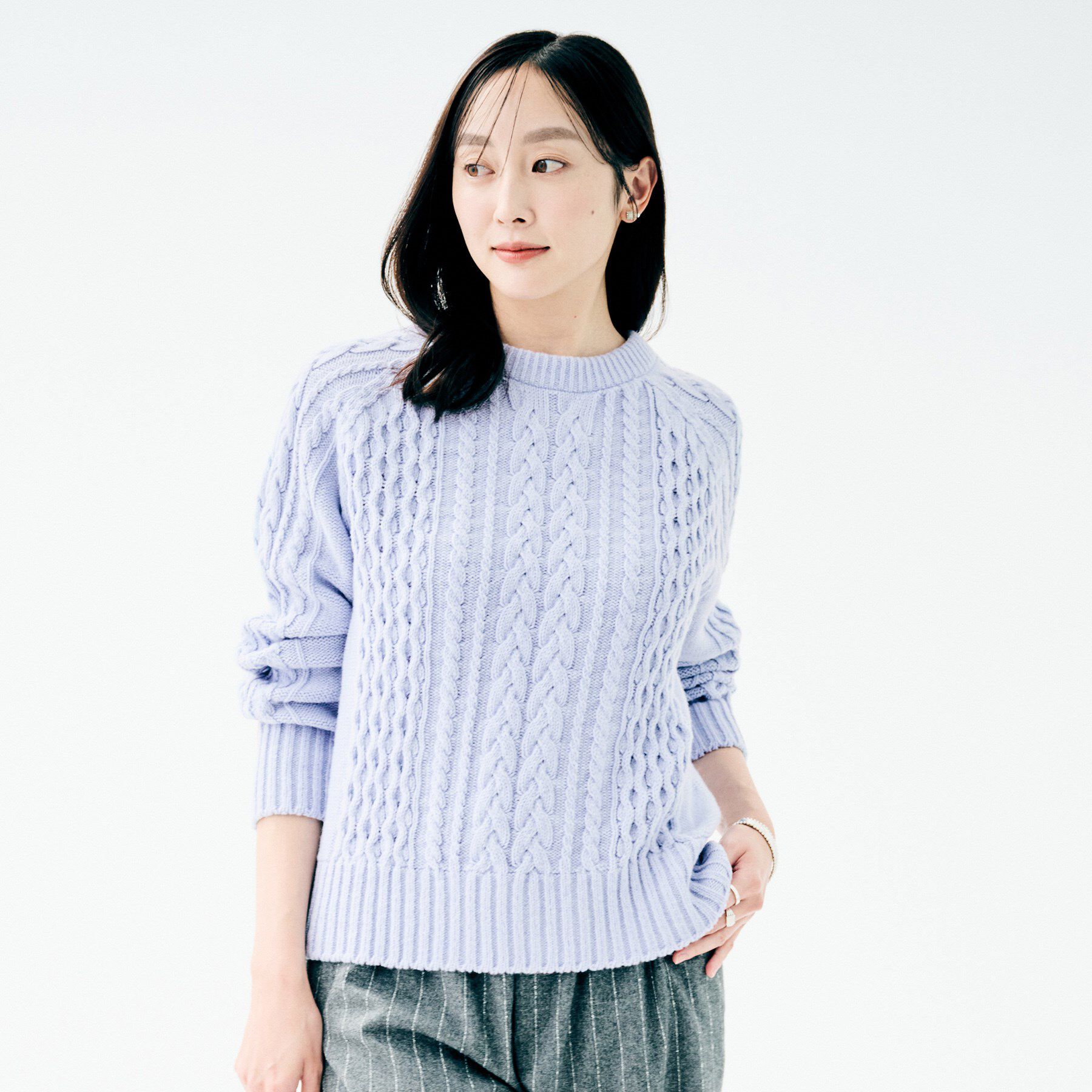 UNTITLED「【洗える】スポンディッシュ ケーブル柄ニット」|ニット・セーター|