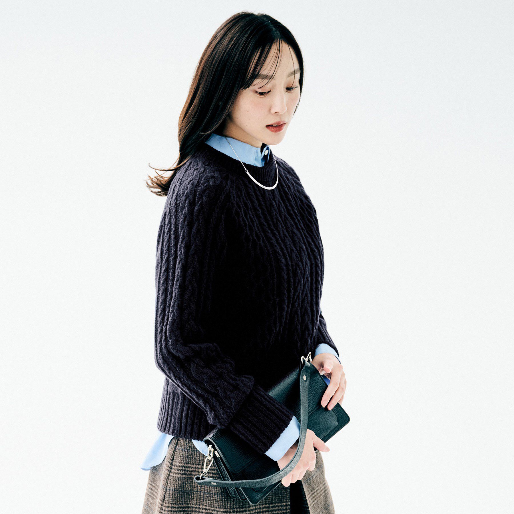 UNTITLED「【洗える】スポンディッシュ ケーブル柄ニット」|ニット・セーター|