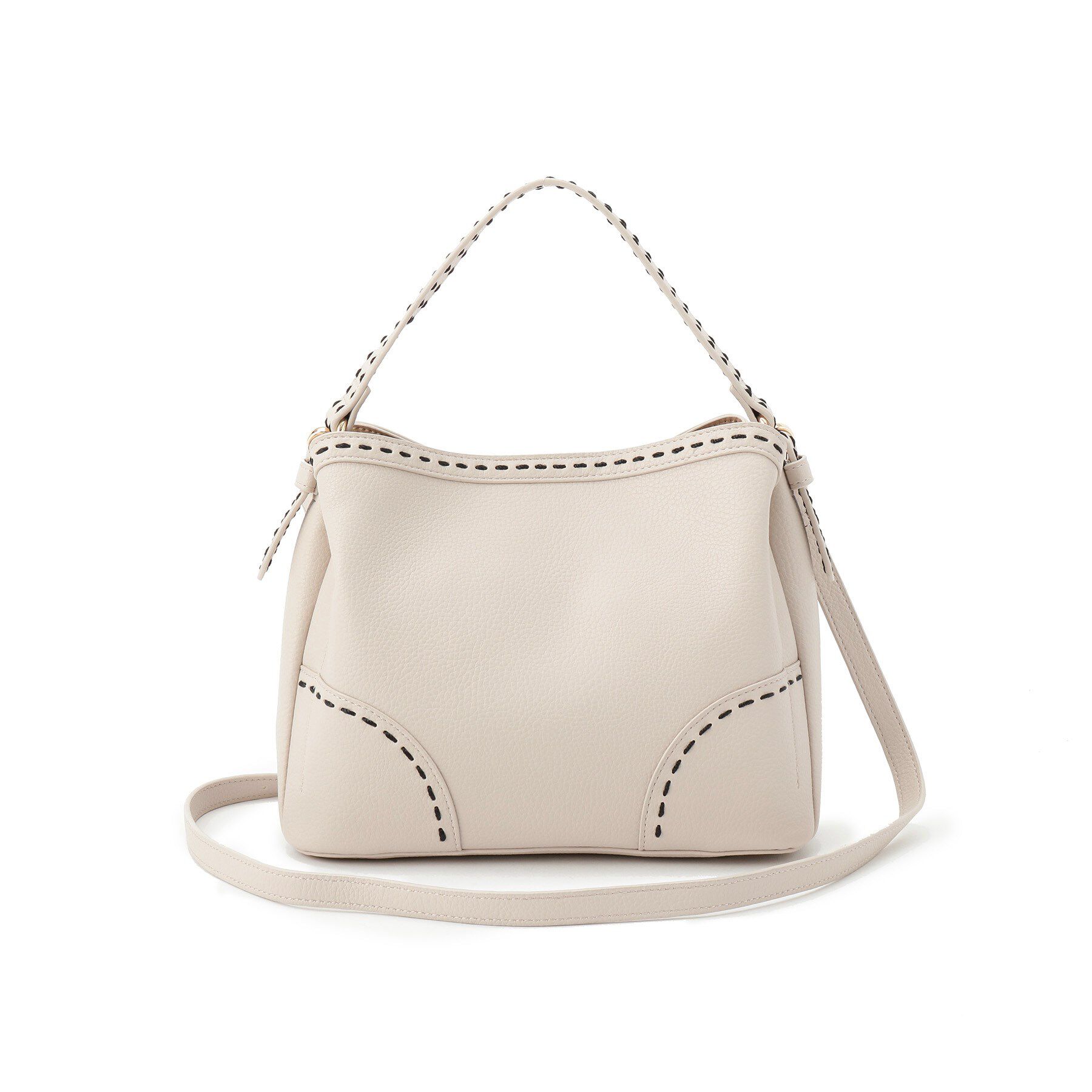 Reflect「【収納力◎／付属ストラップあり】バイカラーステッチバッグ」|ハンドバッグ|