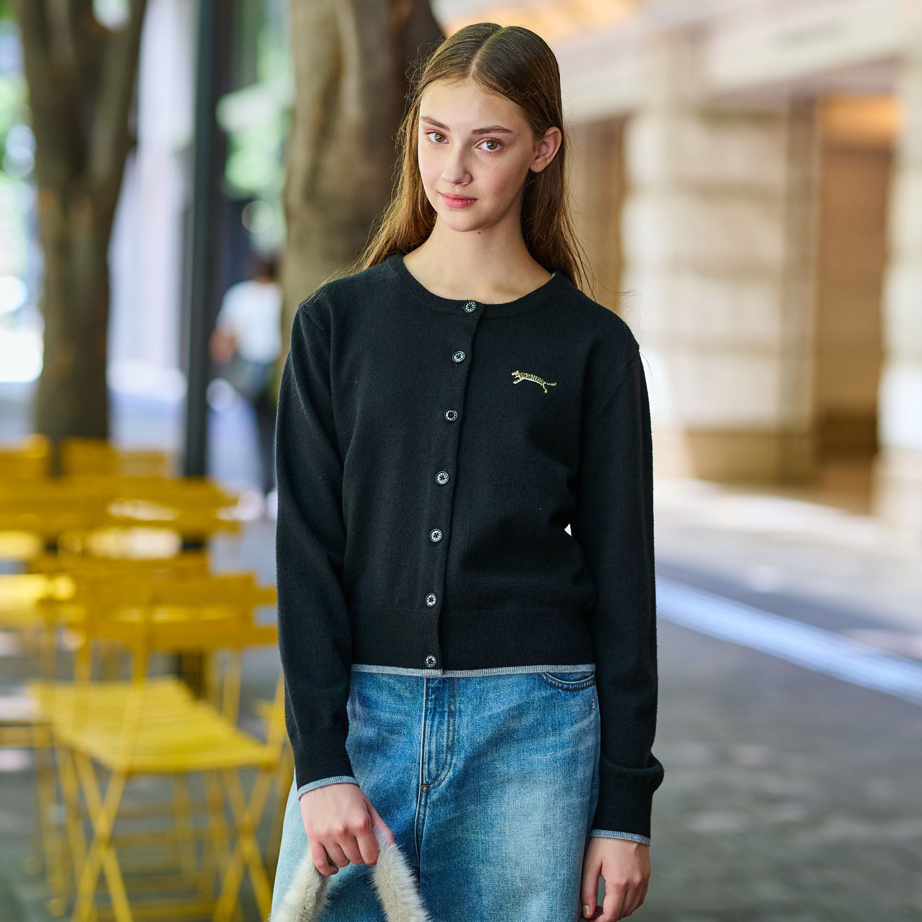 DRESSTERIOR「【CLASSY．12月号掲載】タイガーエンブロイダリークルーネックカーディガン」|カーディガン|ブラック(019)