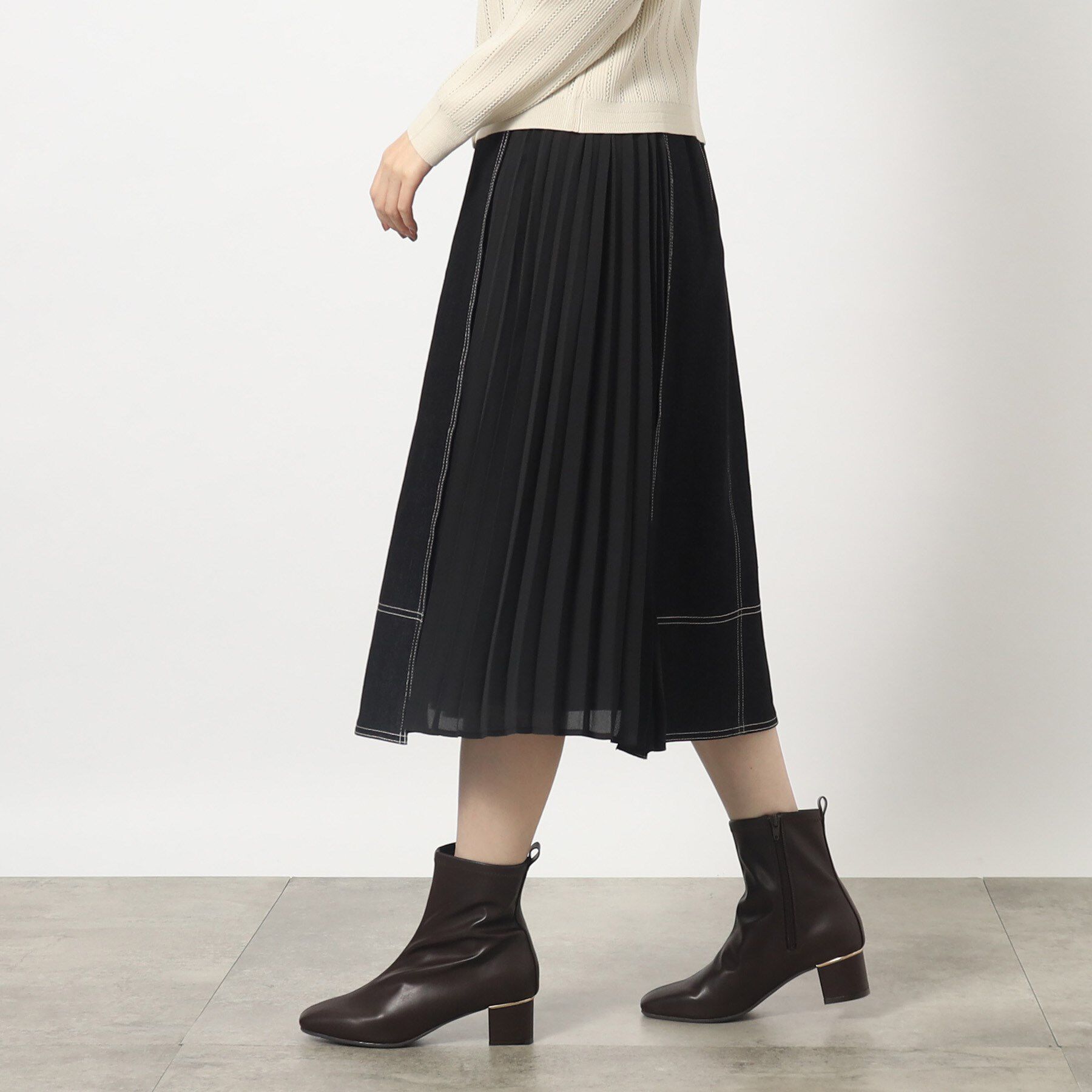 grove「グローブ人気のスカート！デニムサイドプリーツスカート」|スカート|