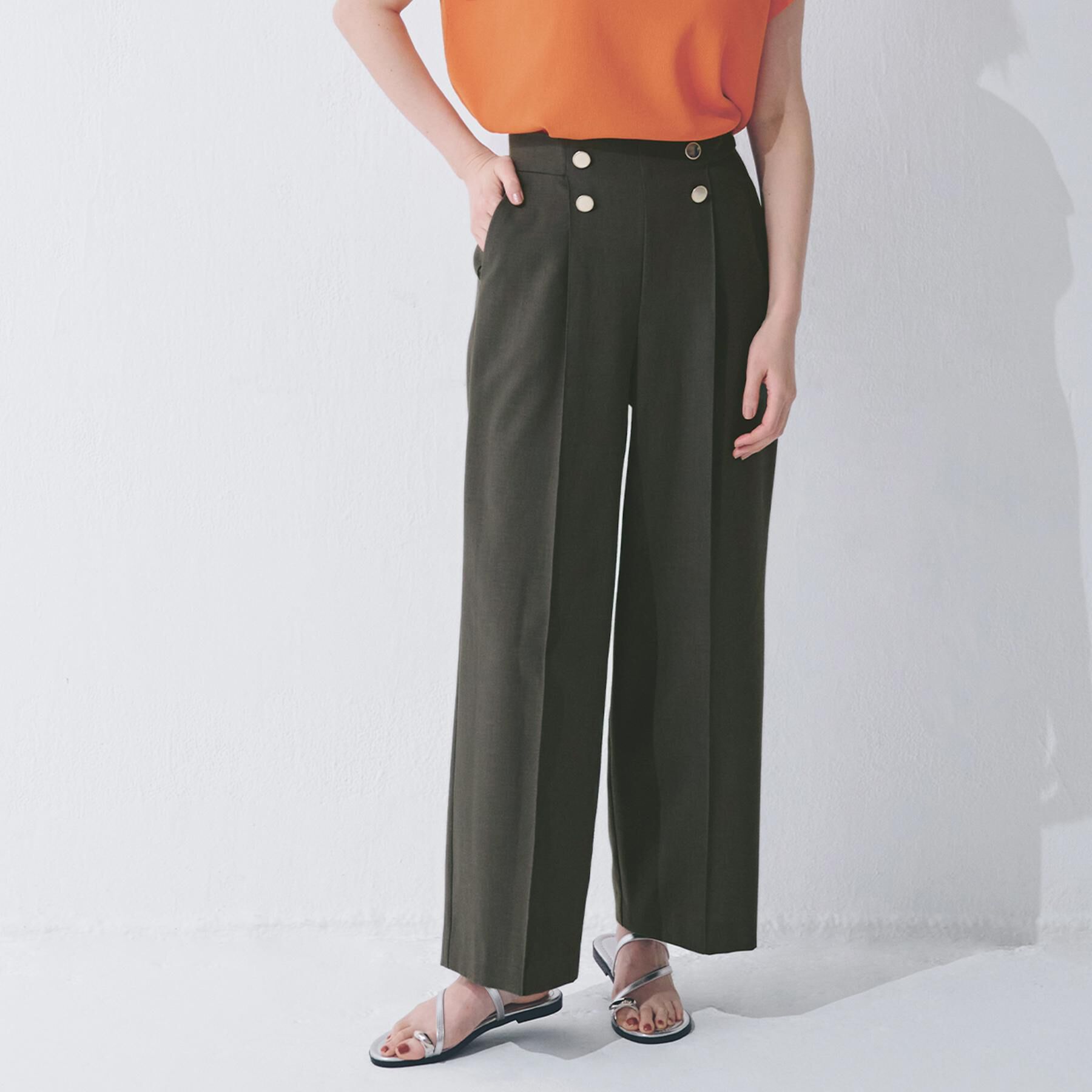 grove「さらっと快適　ピンタックマリンパンツ」|その他|チャコールグレー(0