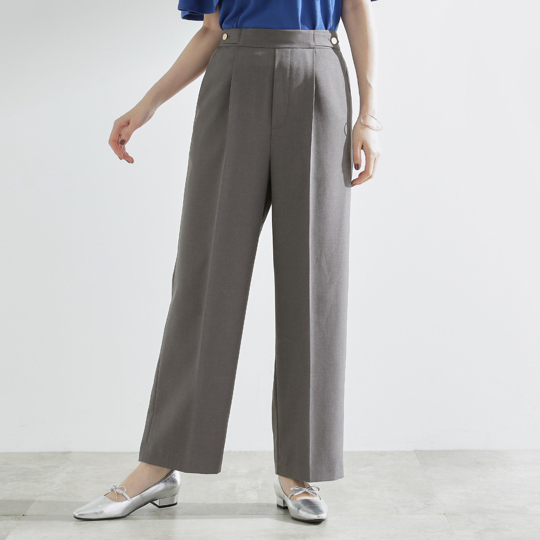 grove「【洗える/美脚ラインキープ】ワイドパンツ」|その他|チャコールグレー(0