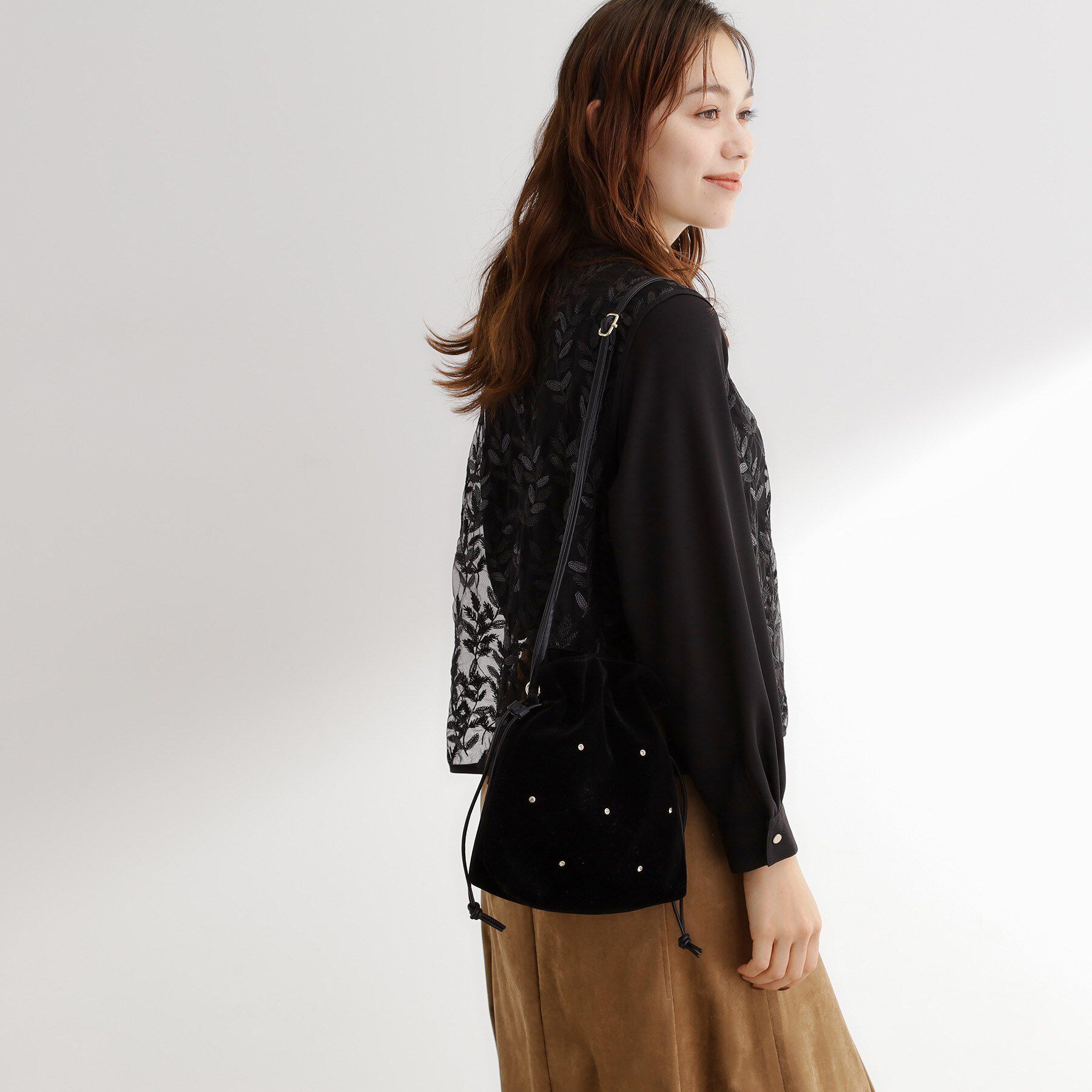 grove「スタッズスエード調巾着ショルダー」|ショルダー・メッセンジャー|