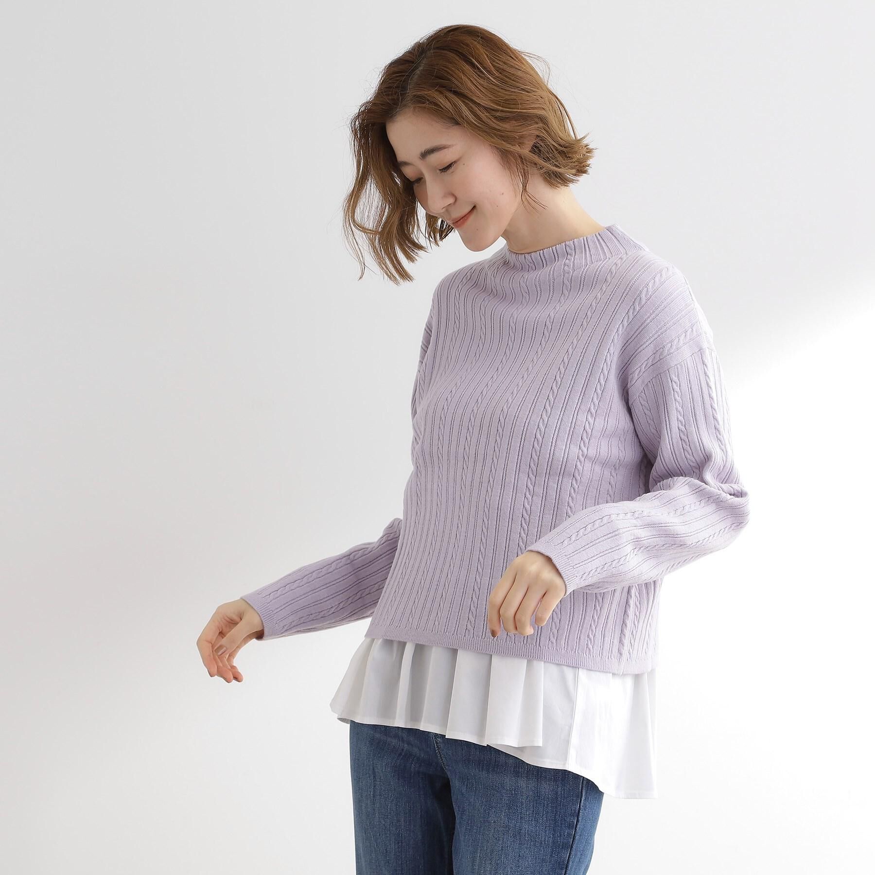 grove「【毛玉軽減／洗える】クロップドミニケーブルニット」|ニット・セーター|