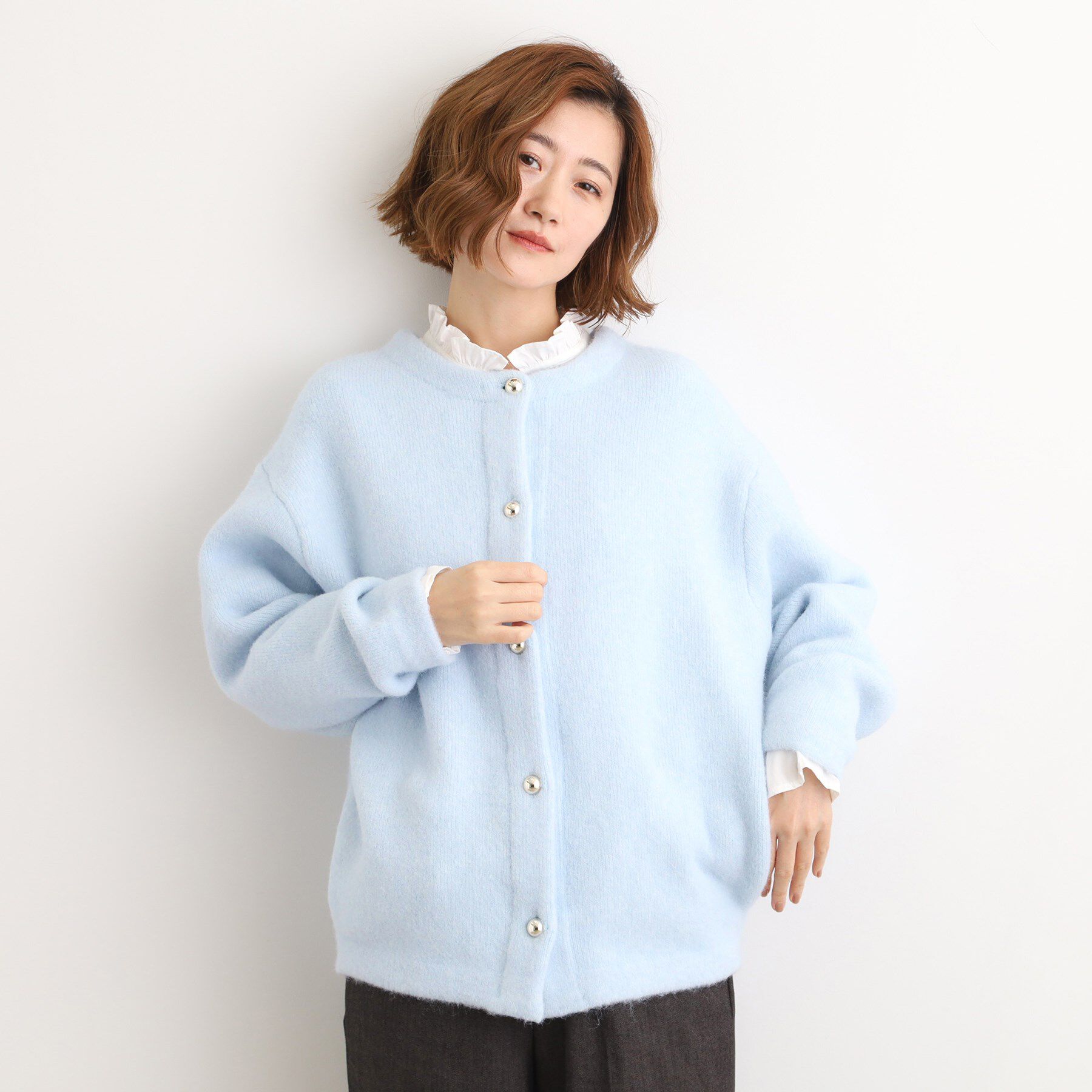 grove「ふっくらやわらかく、毛混オーバーニットカーディガン」|カーディガン|