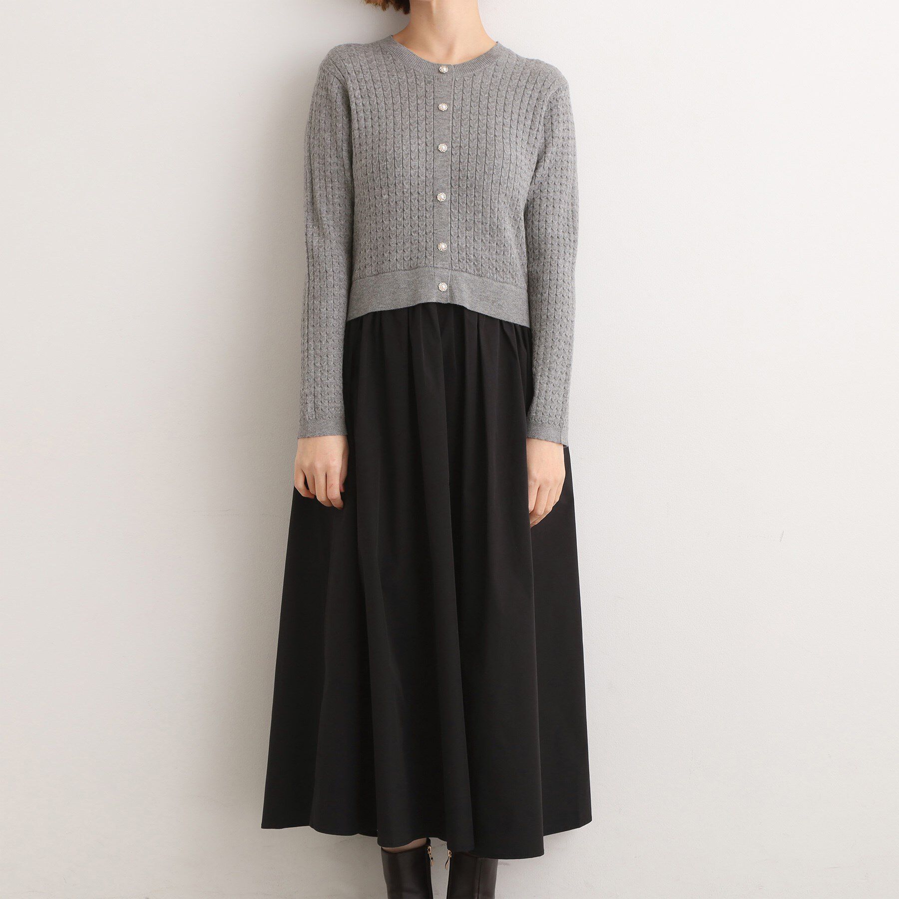 grove「ケーブルニットドッキングワンピース」|ワンピース|