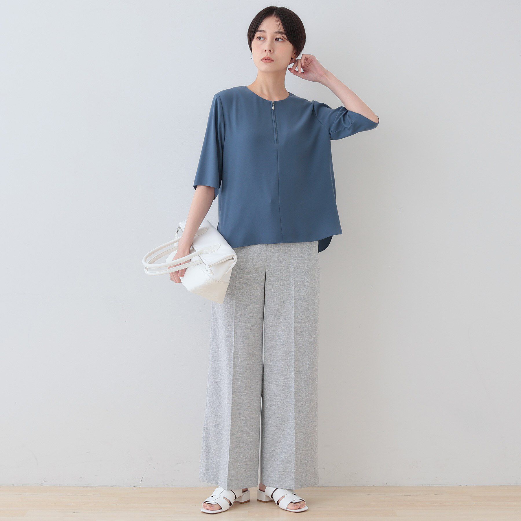 INDIVI「【洗える】ハーフジップデザインブラウス」|シャツ・ブラウス|