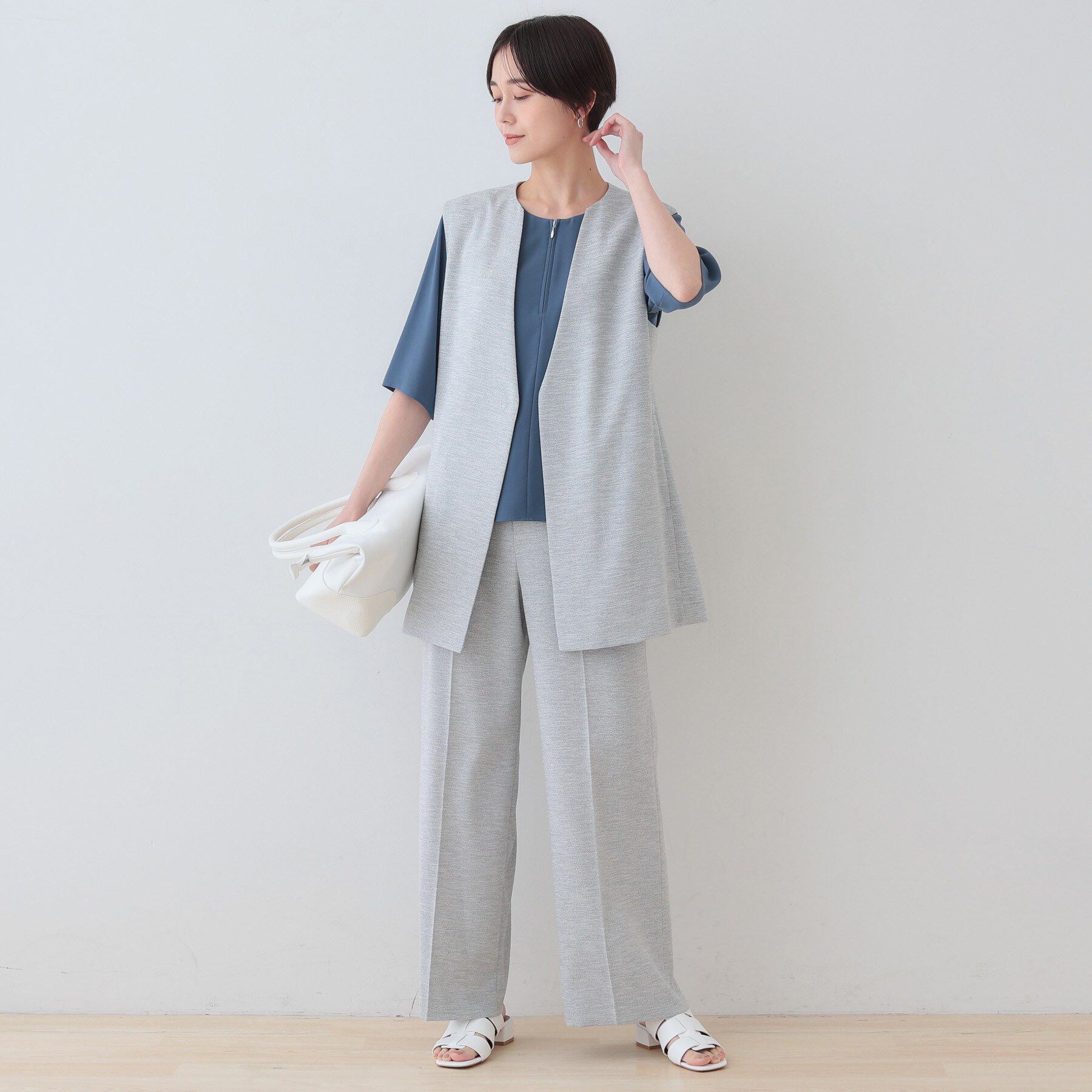 INDIVI「【洗える】ハーフジップデザインブラウス」|シャツ・ブラウス|