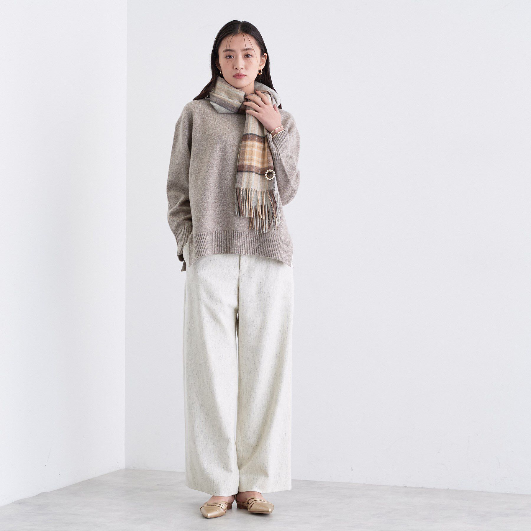 INDIVI「ウォッシャブルウールストール」|ストール|