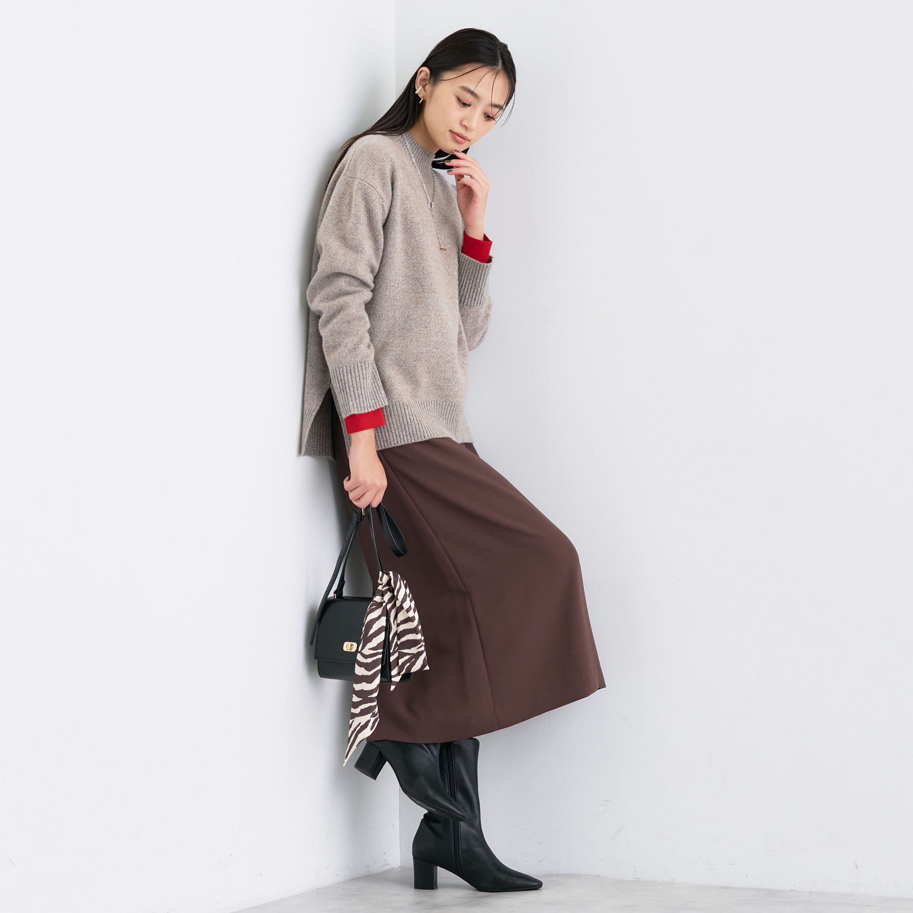 INDIVI「【冬ニット人気NO．1！／カシミヤ混】ミドルゲージハイネックニット」|ニット・セーター|