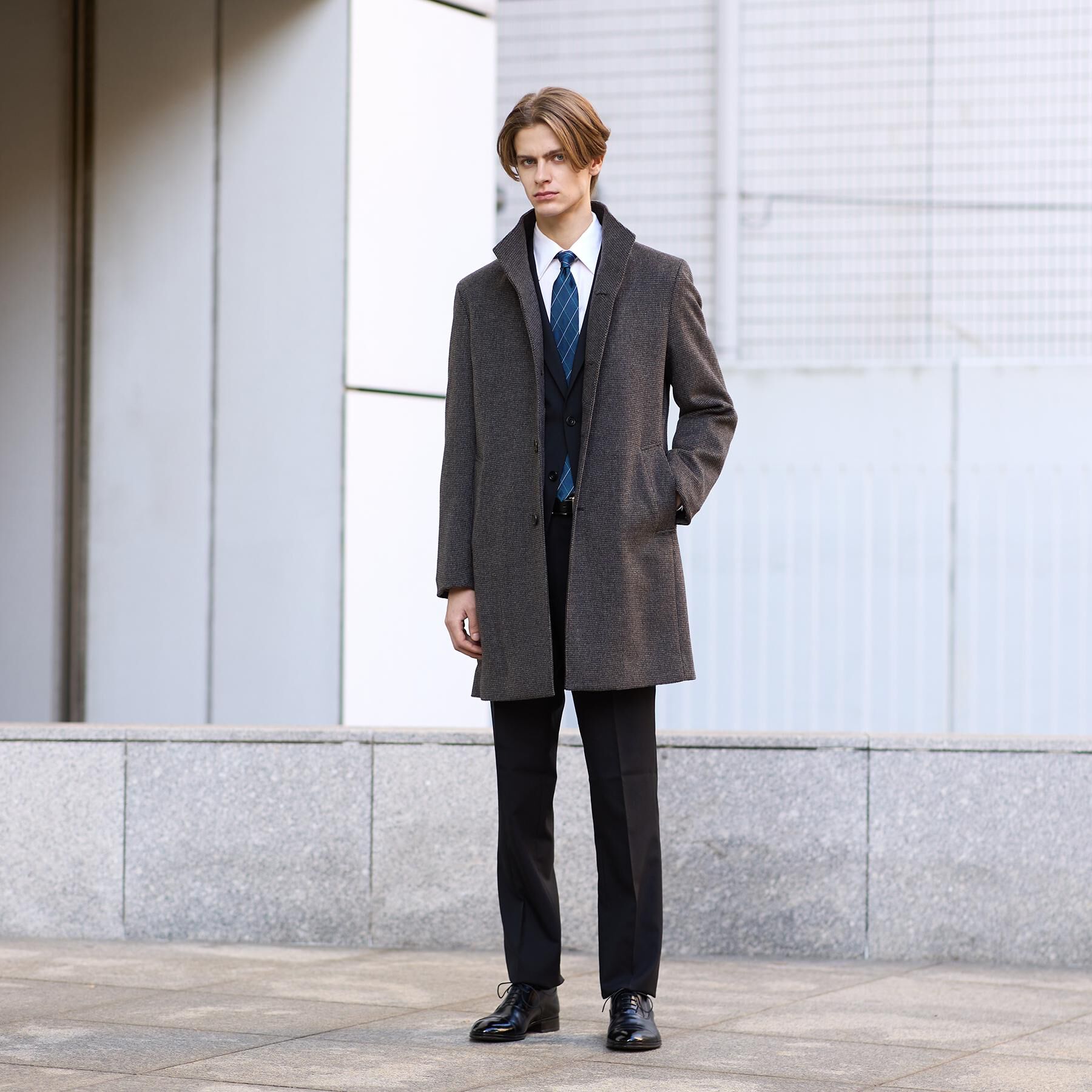 TAKEO KIKUCHI「カシミヤブレンド ビーバー調ピンヘッドスタンドカラーコート」|その他|