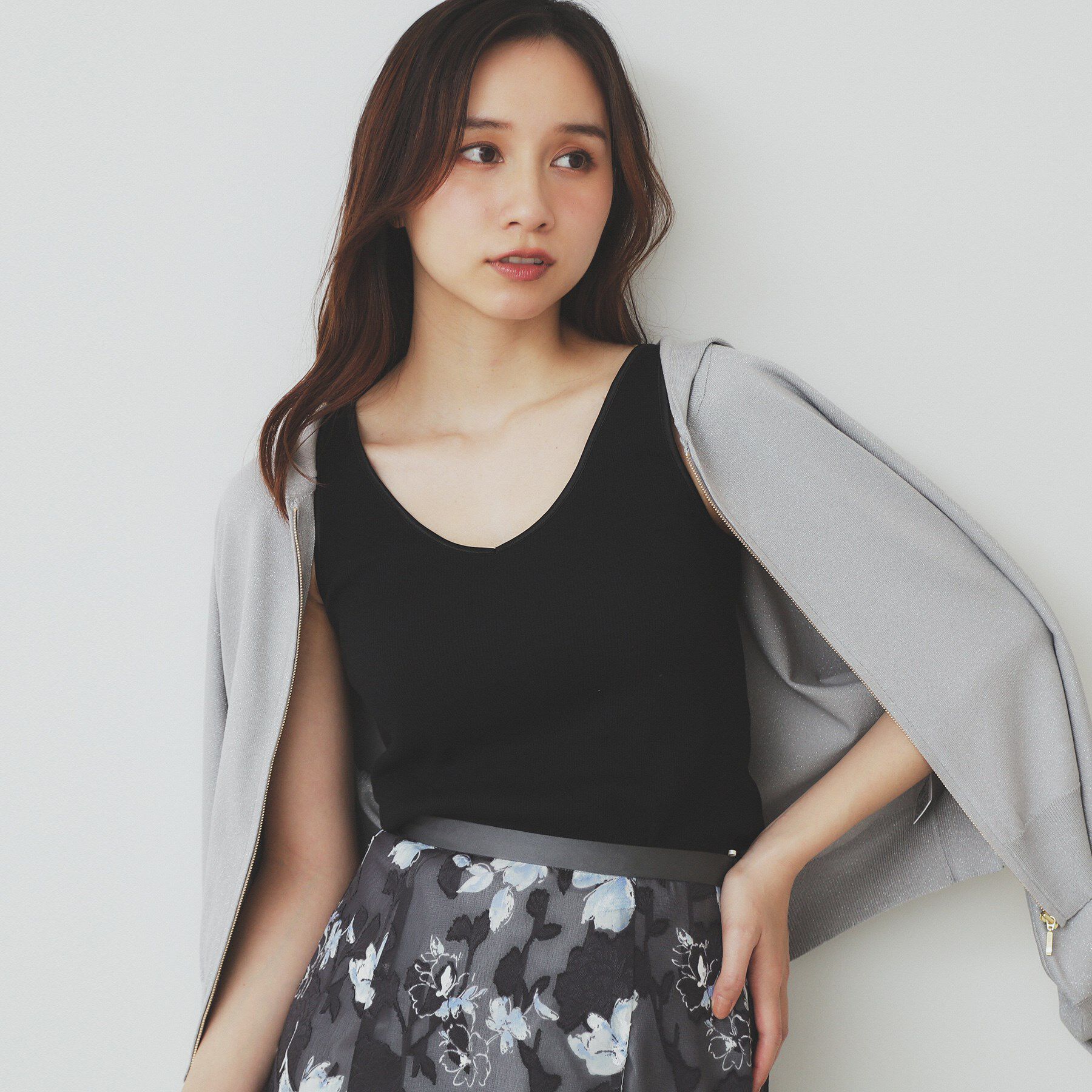 index「前後2WAY サテンパイピングリブタンクトップ【洗濯機洗い可】」|キャミソール|