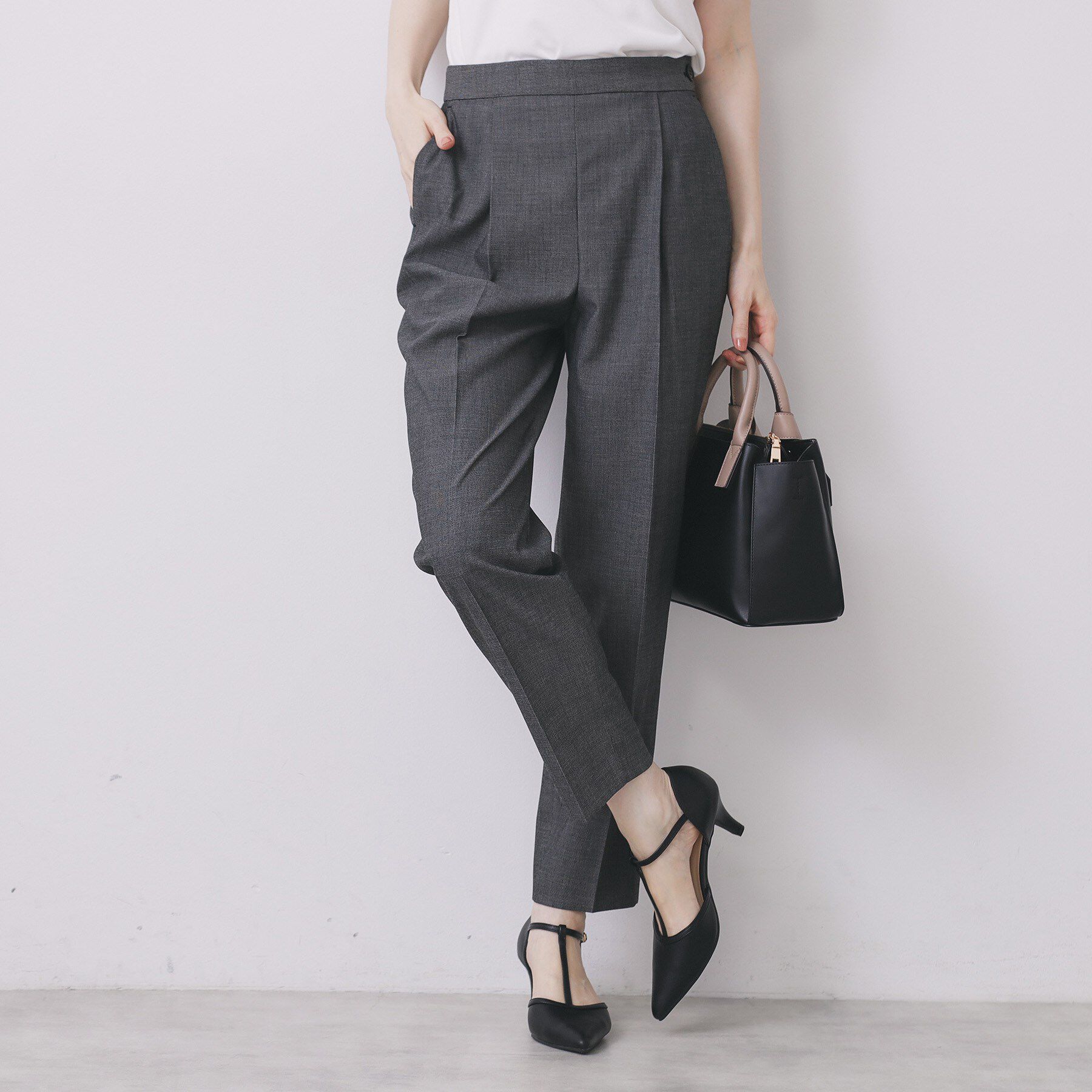 index「ウールライクストレッチテーパードパンツ/セットアップ対応【洗濯機OK】」|その他|ブラック(019)