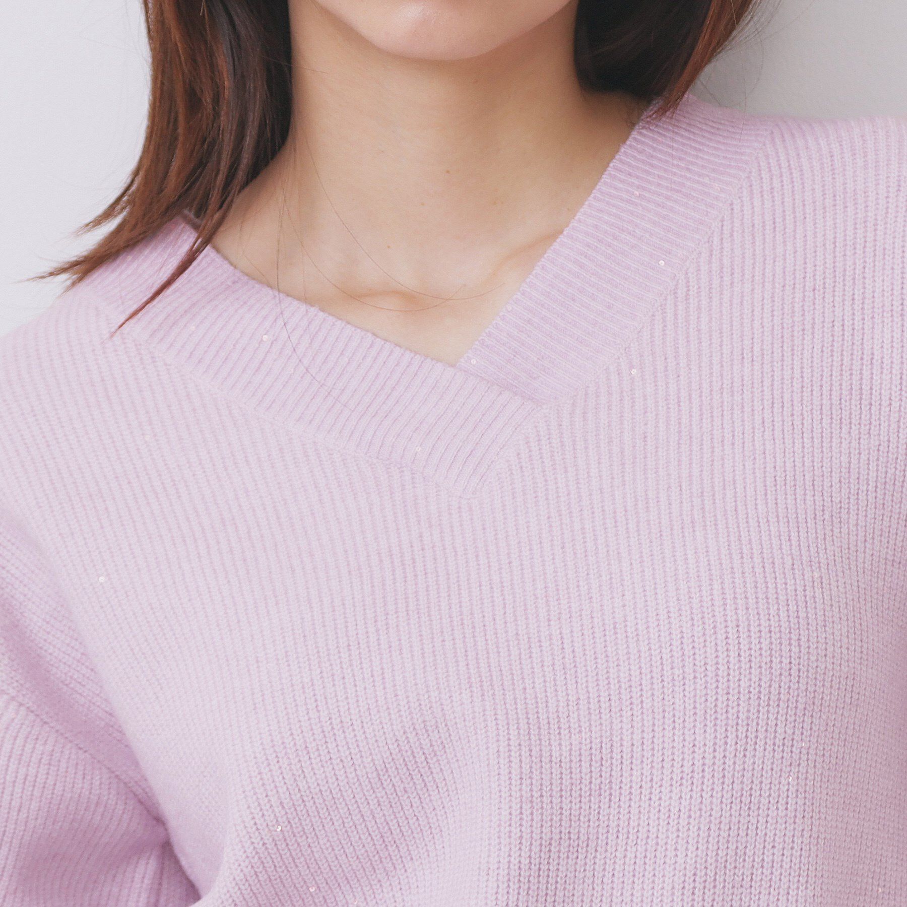 index「片畦Vネックボクシーパフニット【洗濯機OK】」|ニット・セーター|