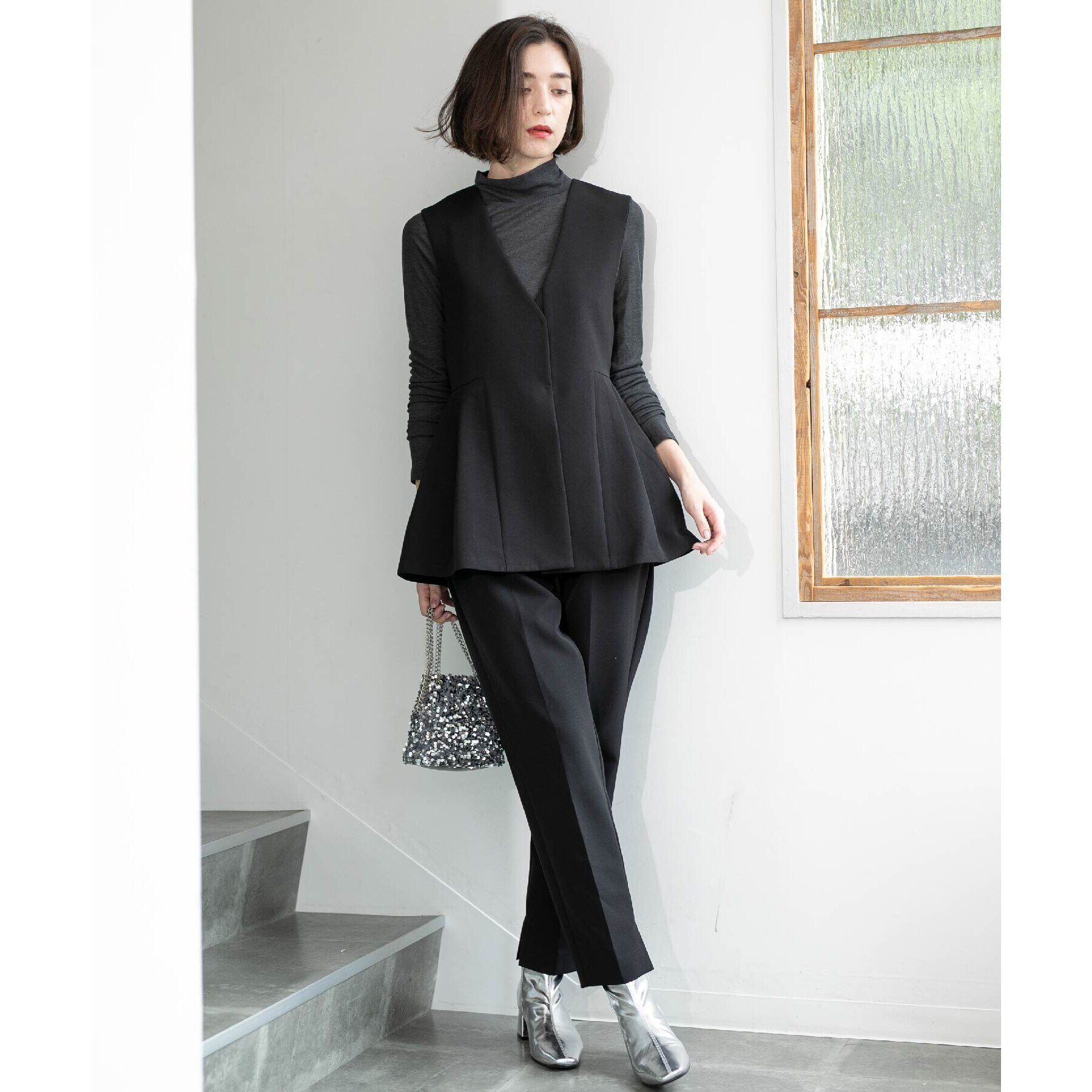 OPAQUE.CLIP「ペプラムジレ／セットアップ対応【洗濯機洗い可】」|ベスト・ジレ|