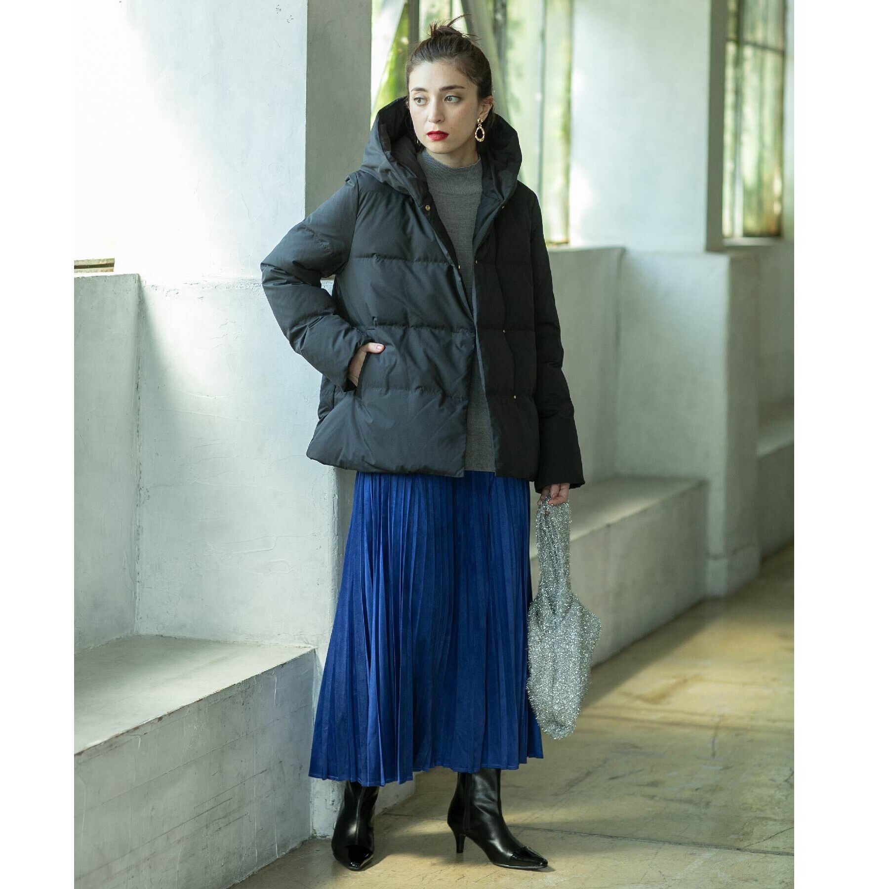 OPAQUE.CLIP「《S-LLsize》フードミドルダウンコート【洗濯機洗い可/撥水/防風/抗菌加工】」|ダウン|