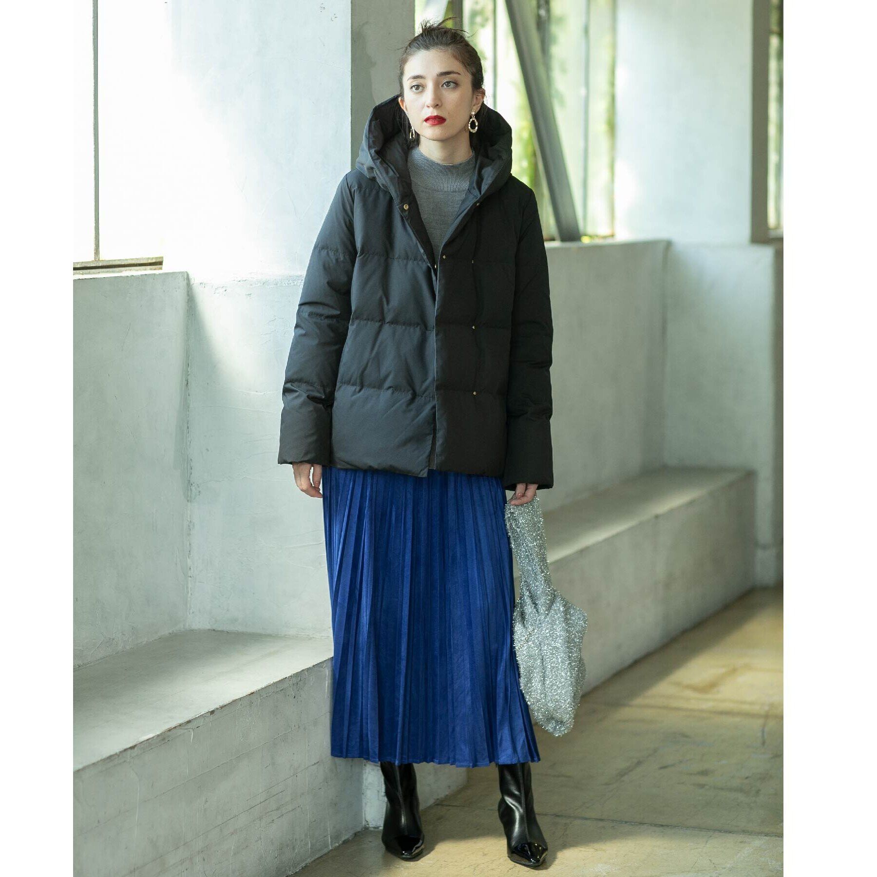 OPAQUE.CLIP「《S-LLsize》フードミドルダウンコート【洗濯機洗い可/撥水/防風/抗菌加工】」|ダウン|