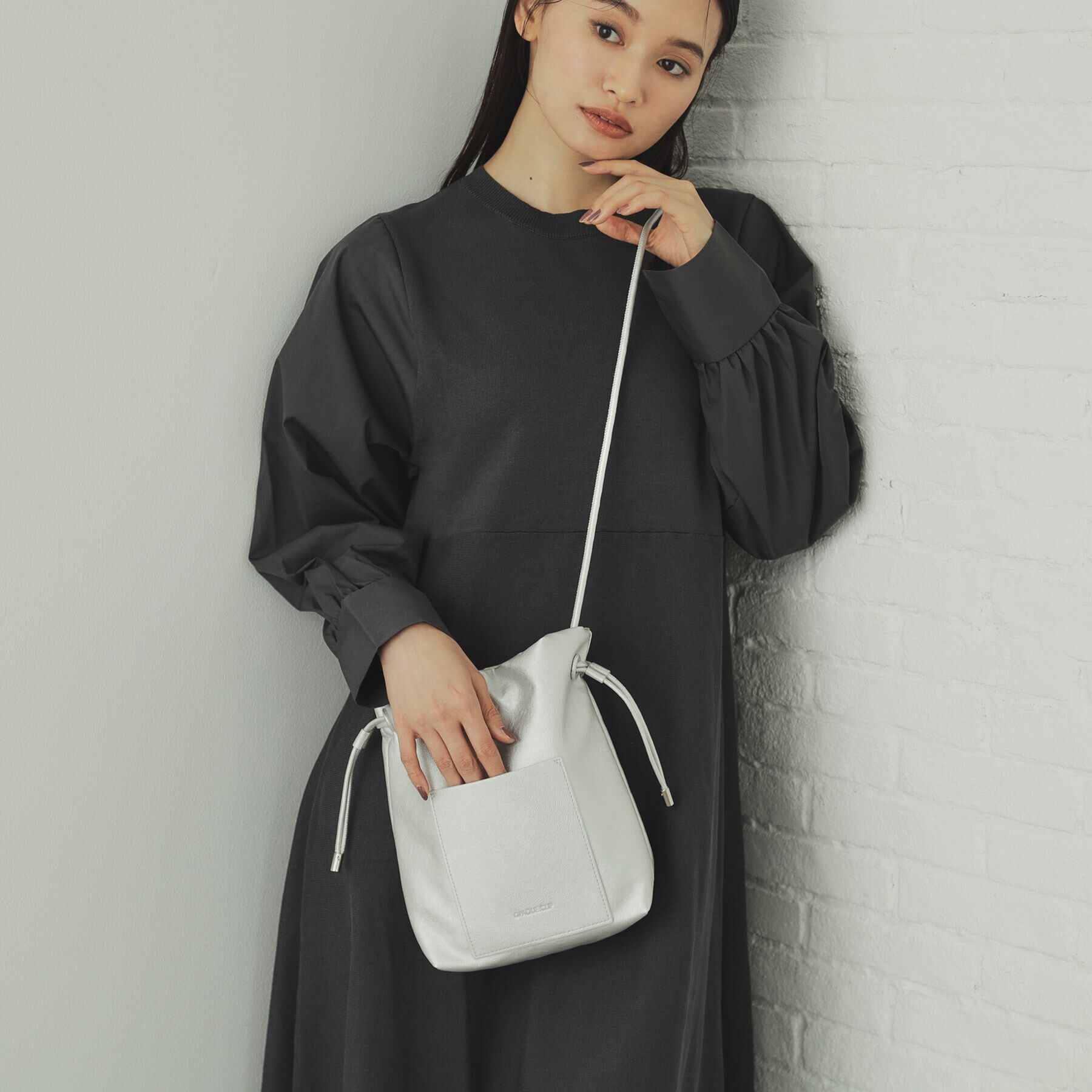 OPAQUE.CLIP「【長さ調整可能】サイドドロストミニショルダーバッグ」|ショルダー・メッセンジャー|シルバー(006)