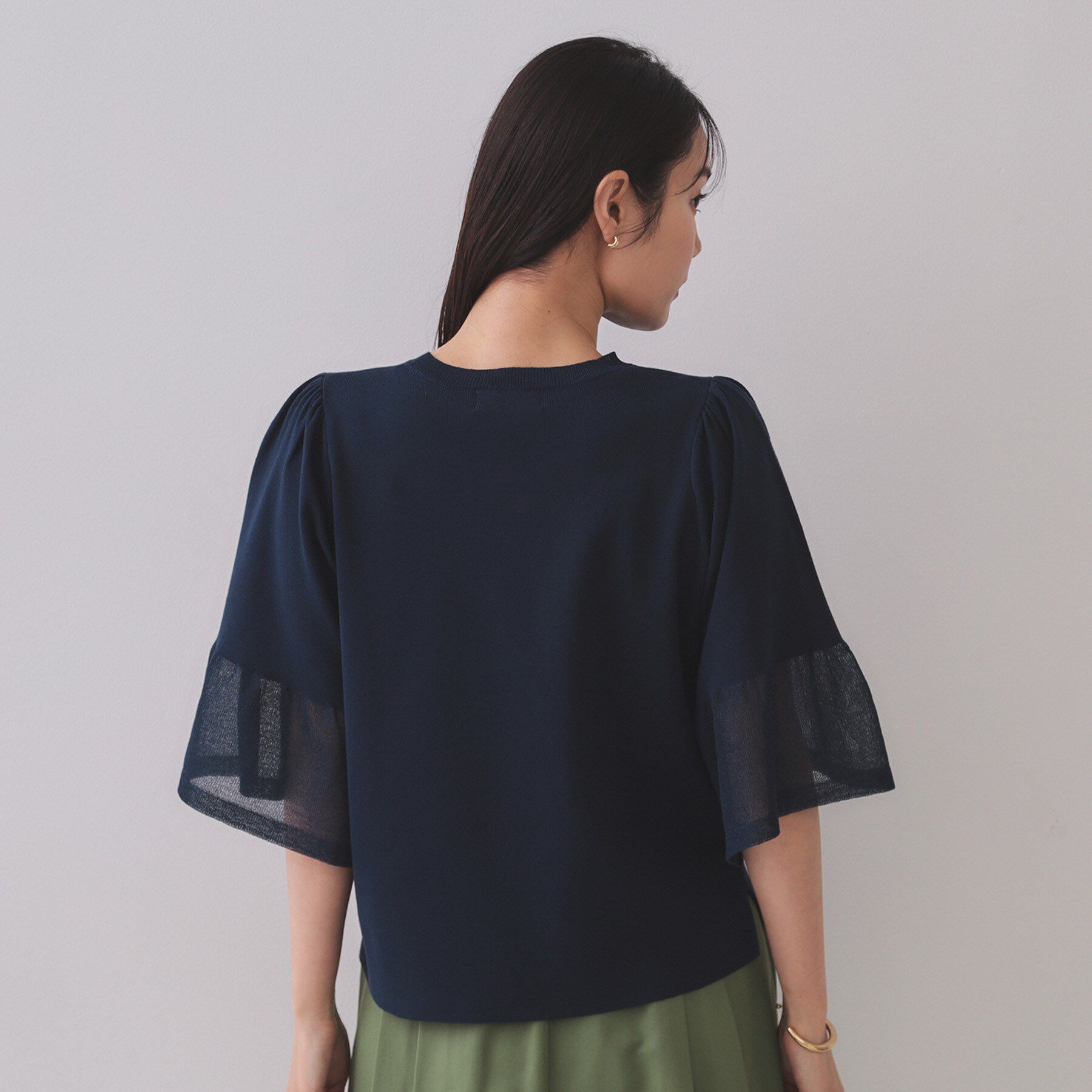 OPAQUE.CLIP「《5色展開》シアーフレアスリーブニット【洗濯機洗い可】」|ニット・セーター|