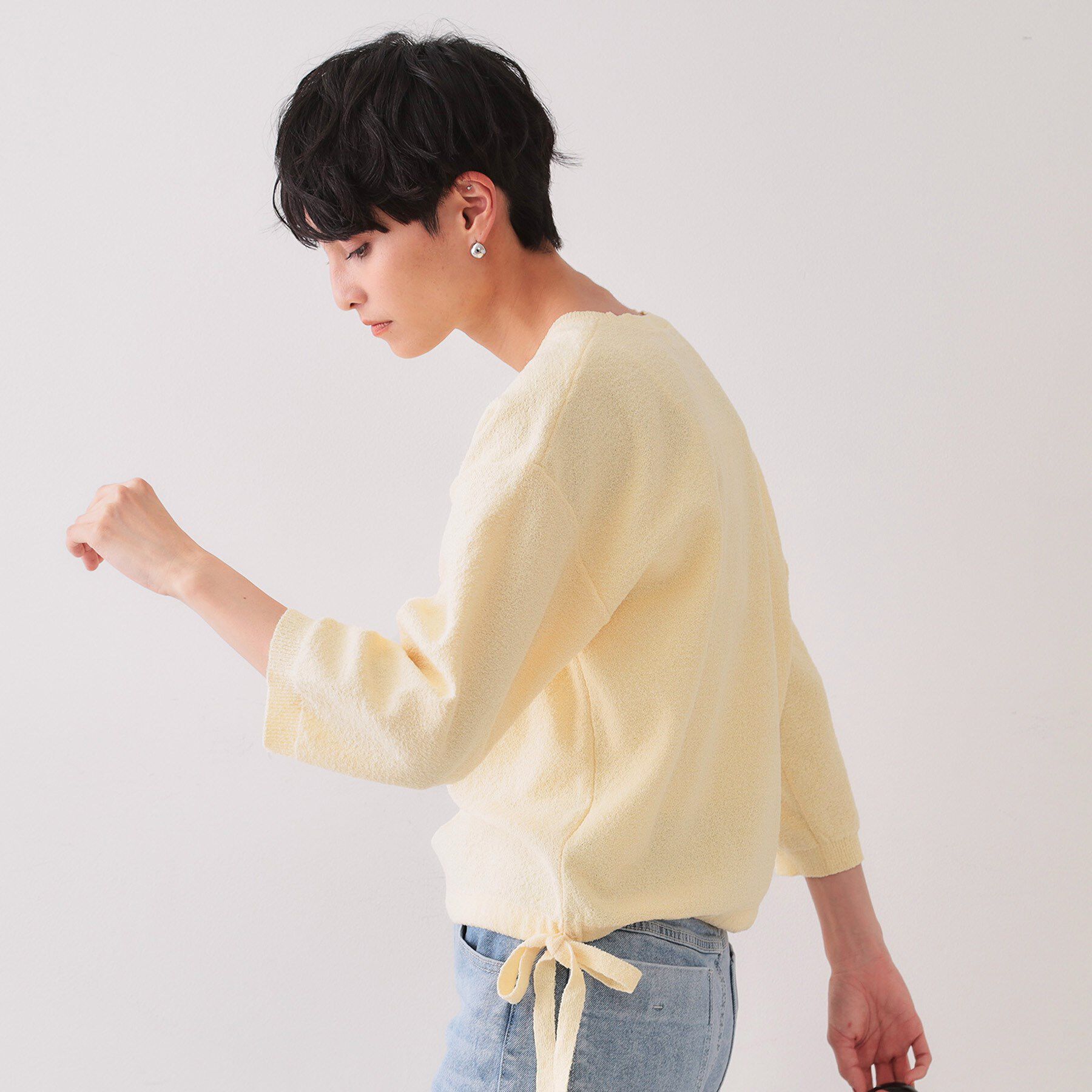 OPAQUE.CLIP「サイドリボンニット【洗濯機洗い可】」|ニット・セーター|