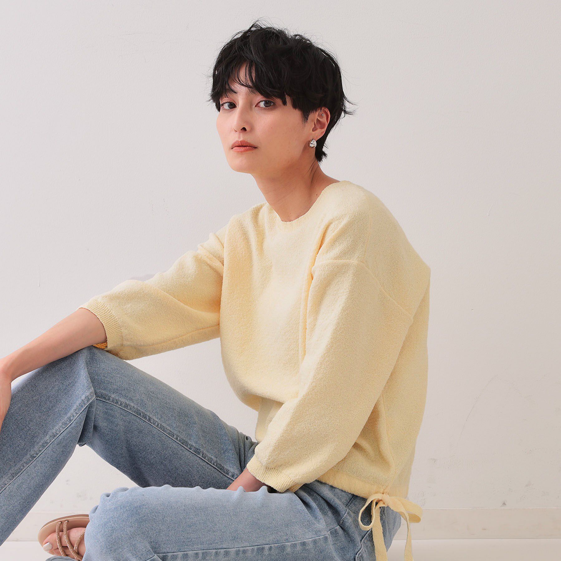 OPAQUE.CLIP「サイドリボンニット【洗濯機洗い可】」|ニット・セーター|