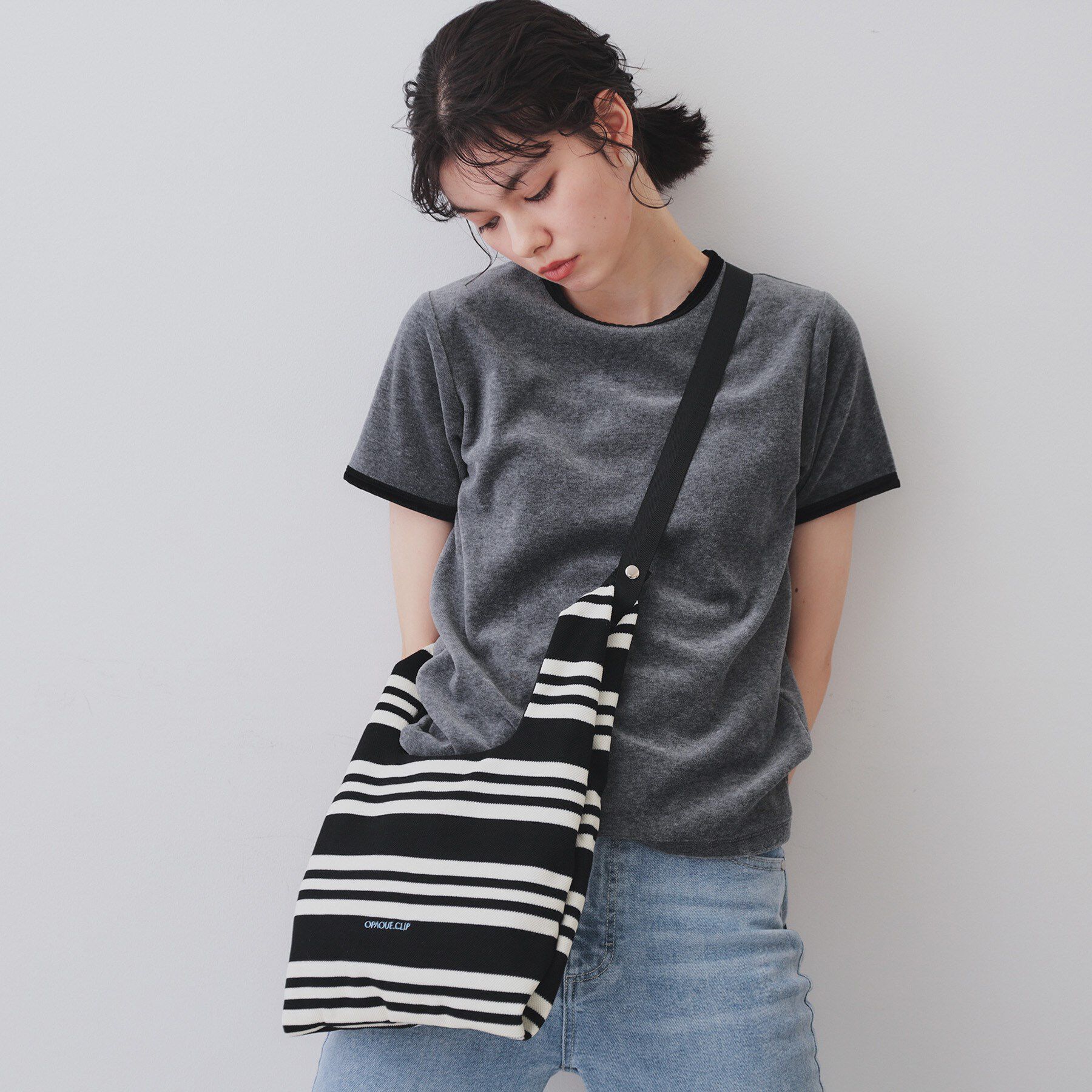 OPAQUE.CLIP「【2WAY】マルチボーダーハンドバッグ」|ハンドバッグ|