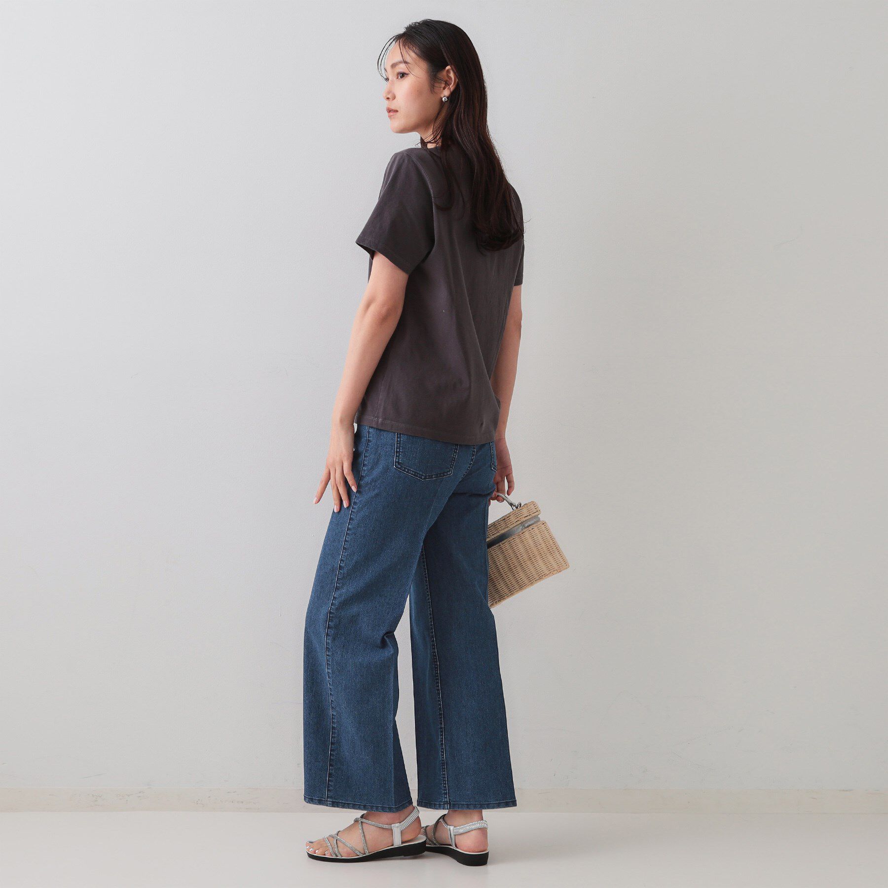 OPAQUE.CLIP「ストレッチライトオンスワイドデニム【洗濯機洗い可】」|デニム|