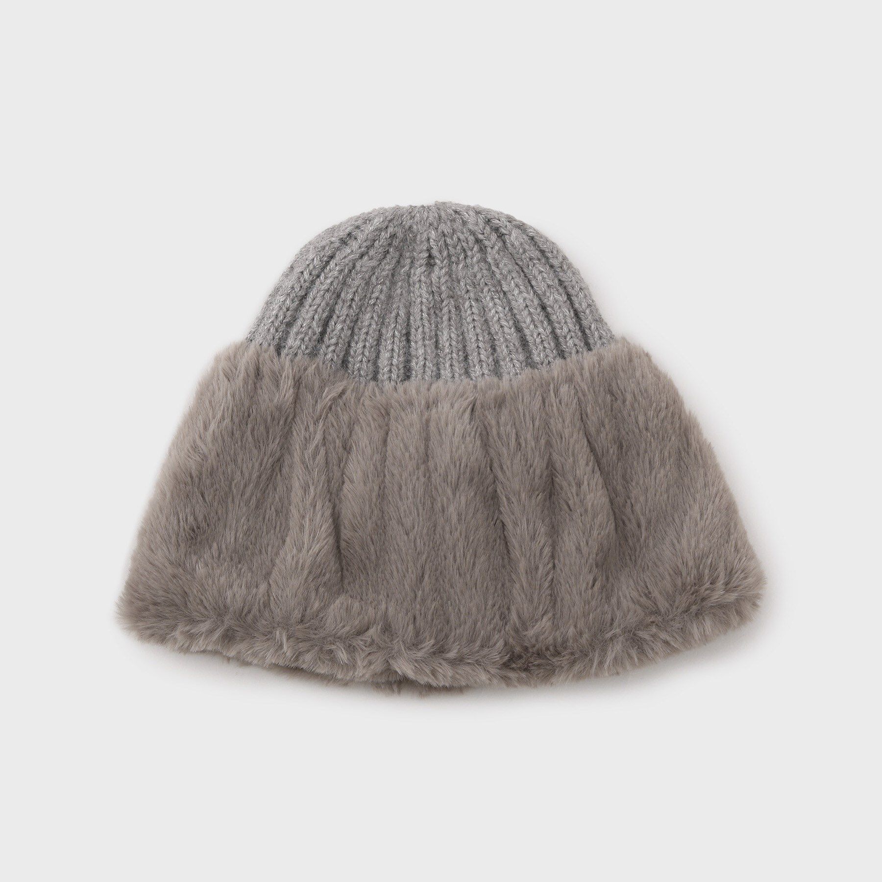 OPAQUE.CLIP「フェイクファー付きニットワッチ」|ニット帽|