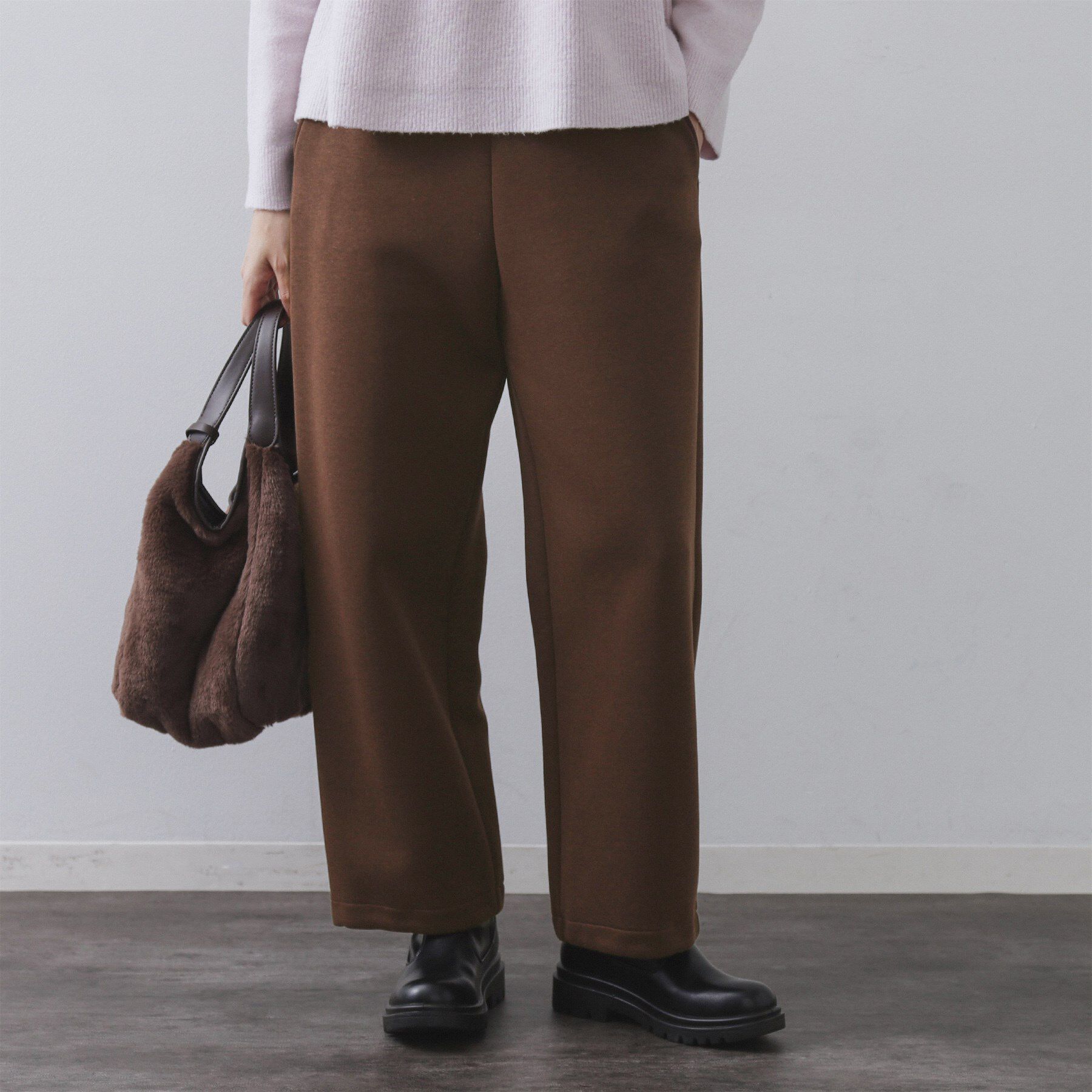 OPAQUE.CLIP「イージーカーブワイドパンツ【洗濯機OK】」|その他|ブラウン(044)