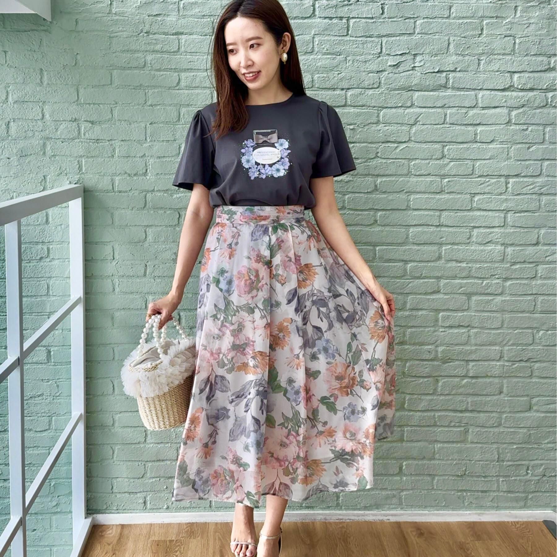 Couture broach「【一枚で着映える・華やか・上品】Summerオーガンフルールスカート」|スカート|