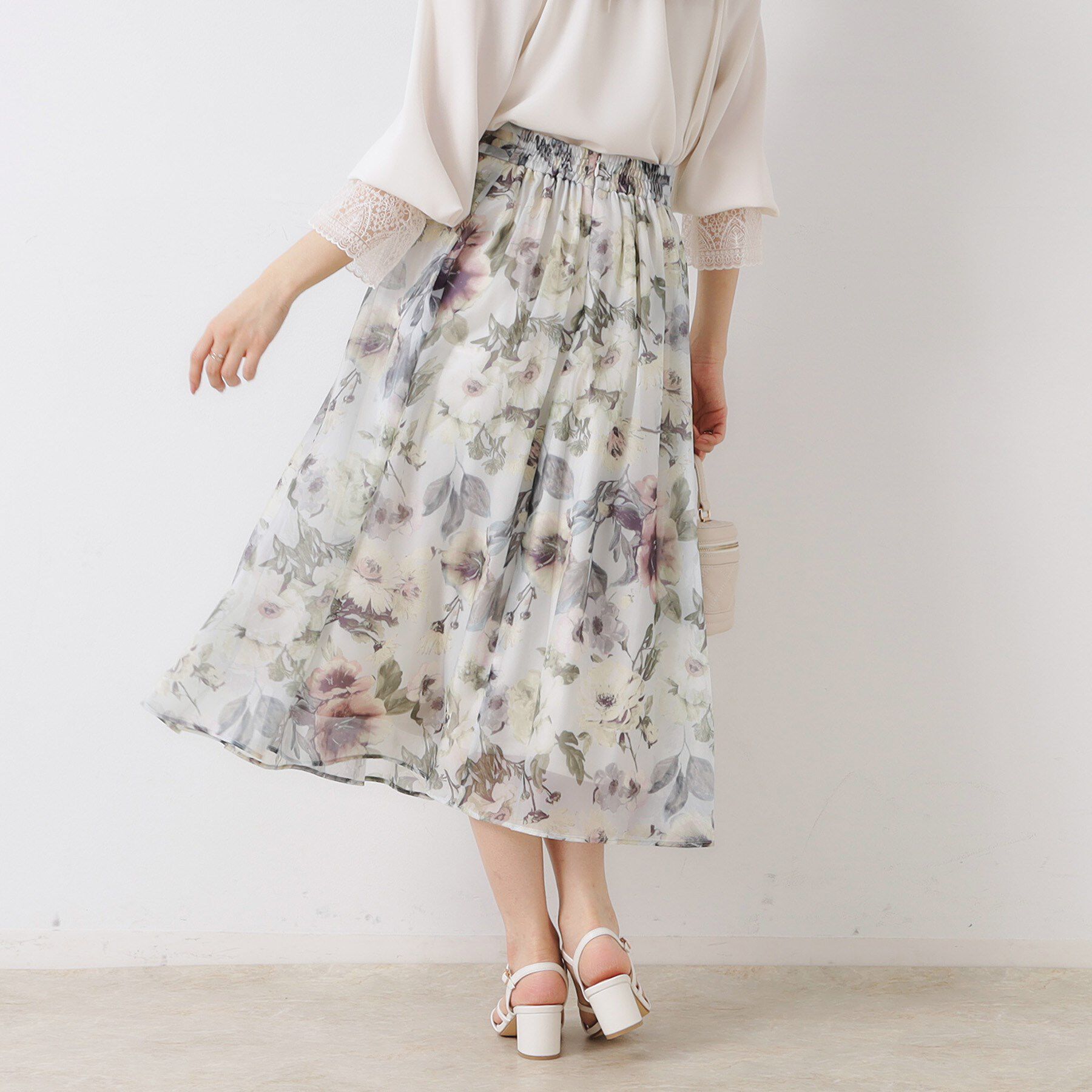 Couture broach「【一枚で着映える・華やか・上品】Summerオーガンフルールスカート」|スカート|