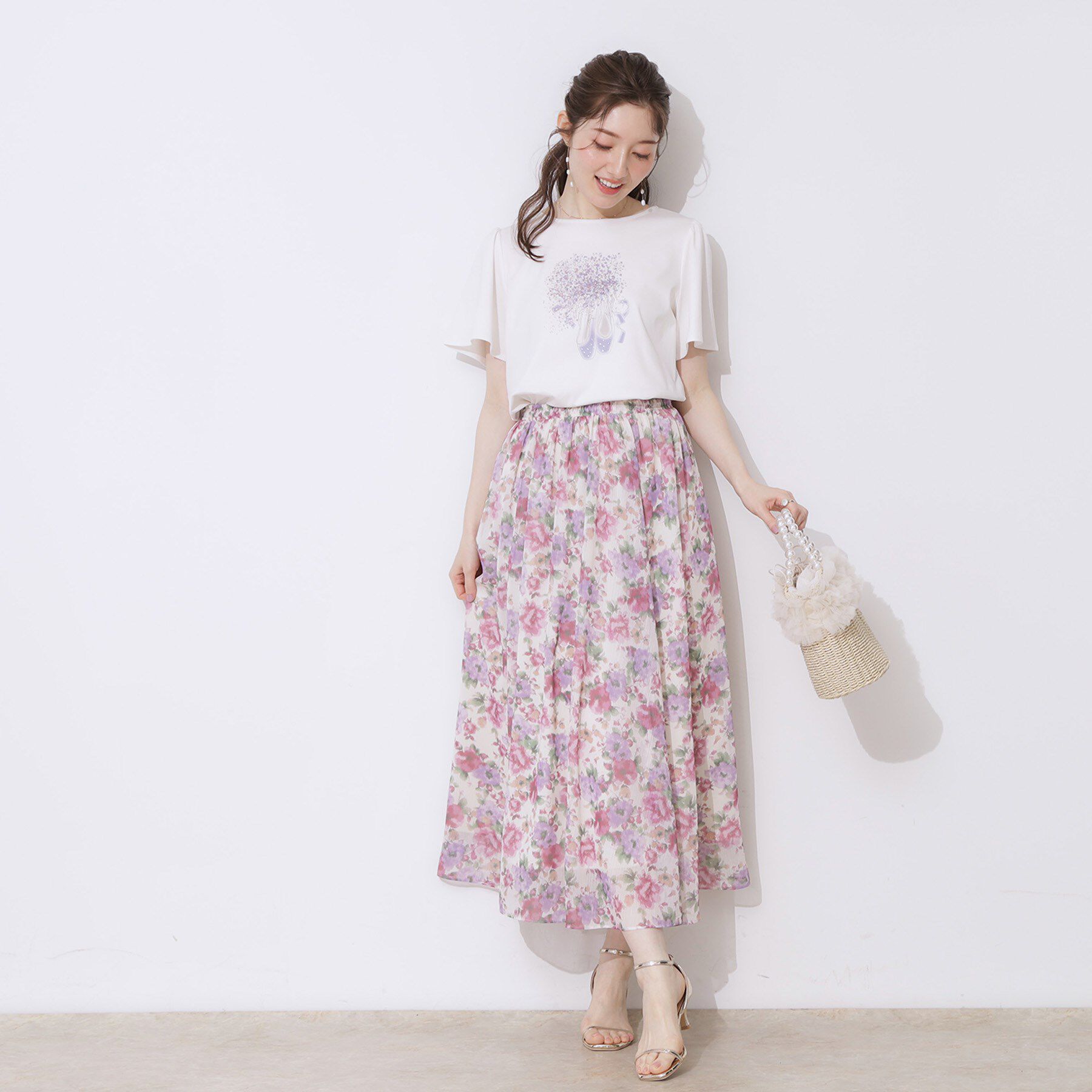 Couture broach「【接触冷感・UVカット】トゥシューズプリントTシャツ」|Tシャツ・カットソー|