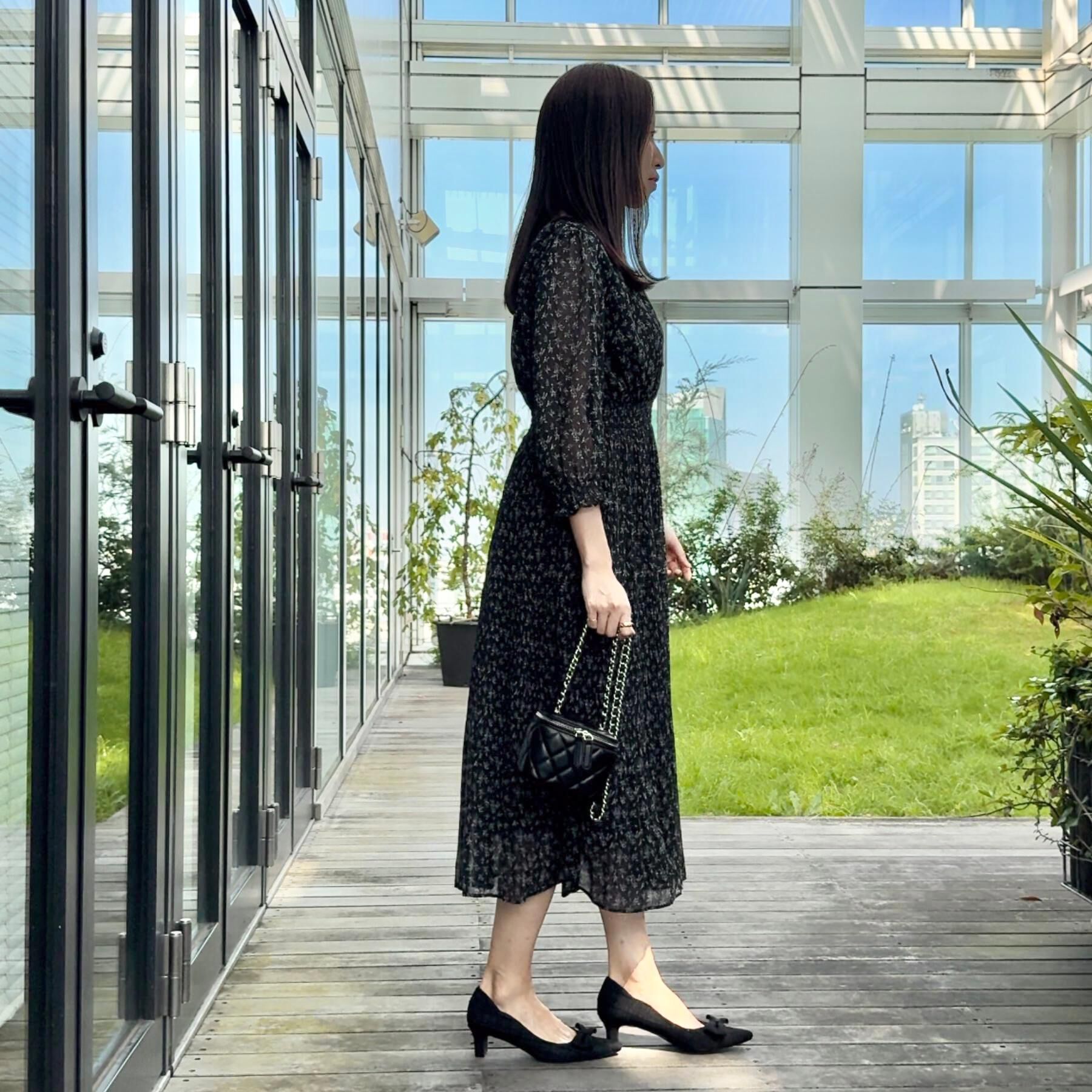 Couture broach「【一枚で着映える・花柄・通勤】前後2WAYシフォン楊柳小花ワンピース」|ワンピース|