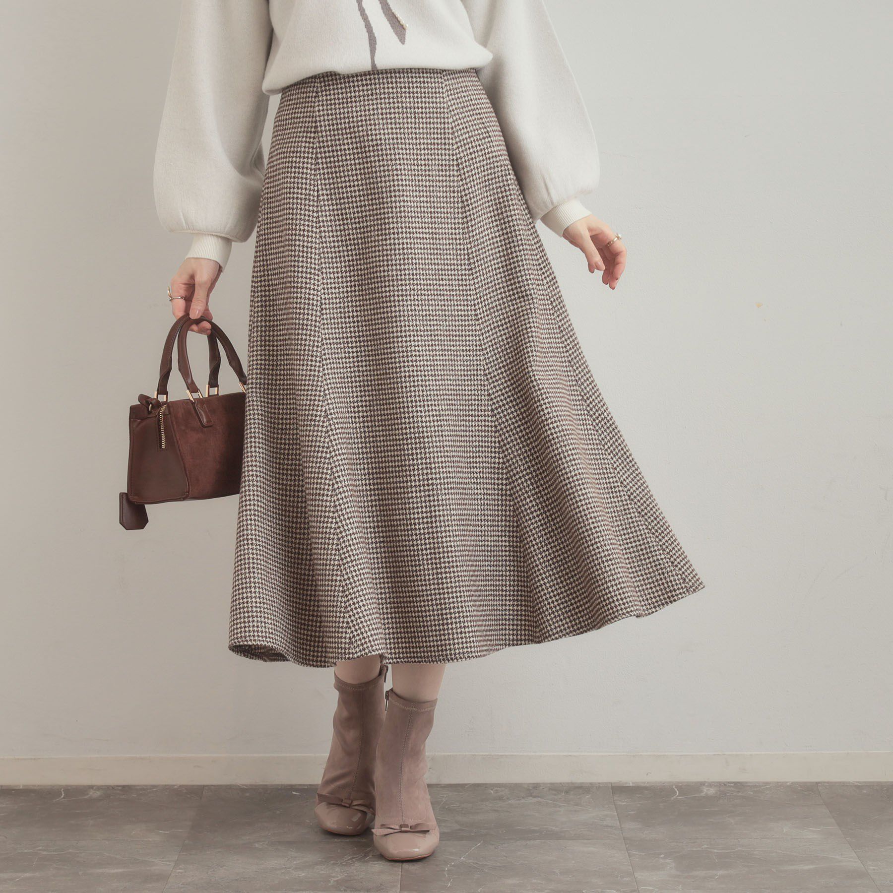 Couture broach「【クラシカル・パッと目を惹く】ラメ千鳥 マーメイド フレアスカート」|スカート|