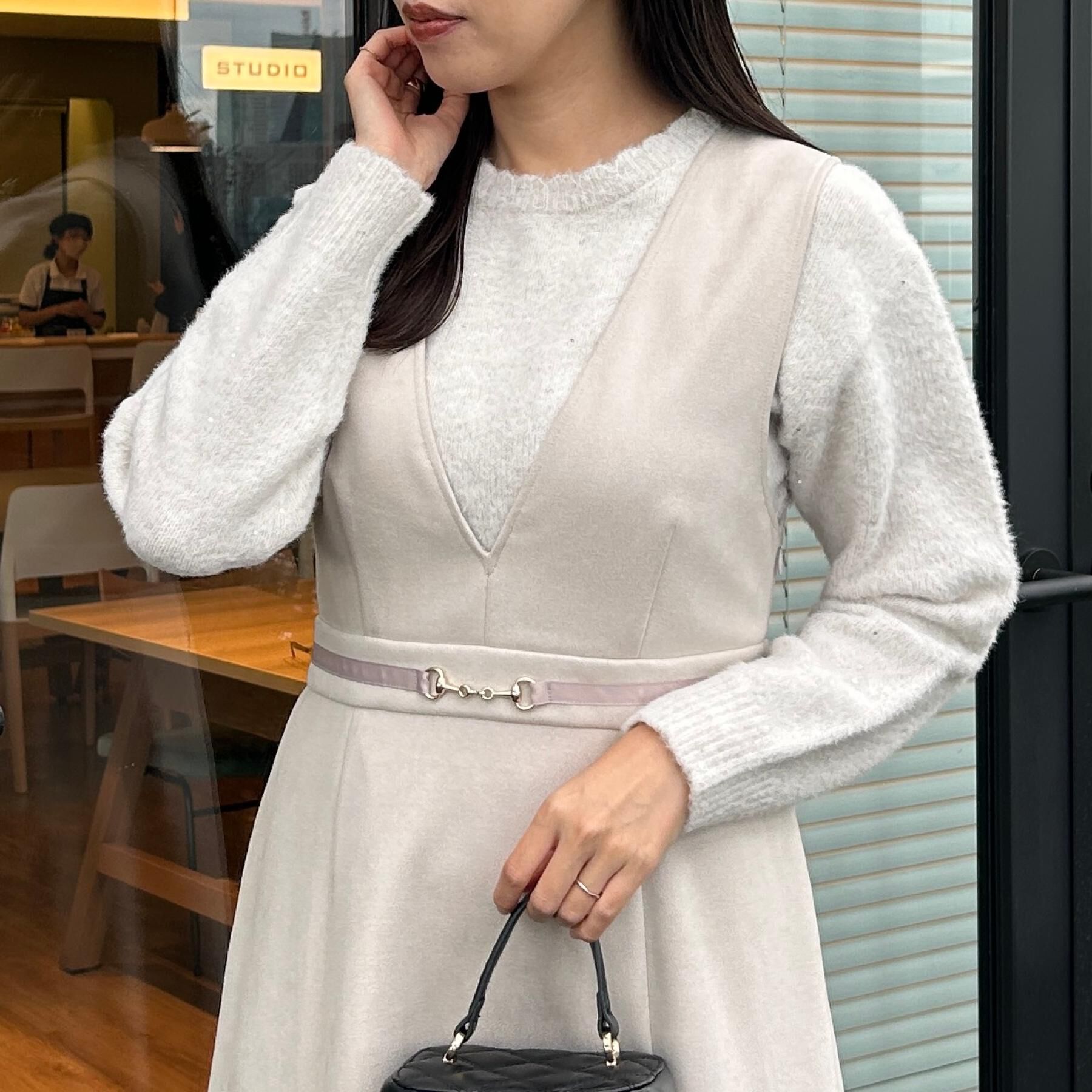 Couture broach「【S-LL/通勤】ビット付き スエード調ダンボールジャンスカ」|ワンピース|