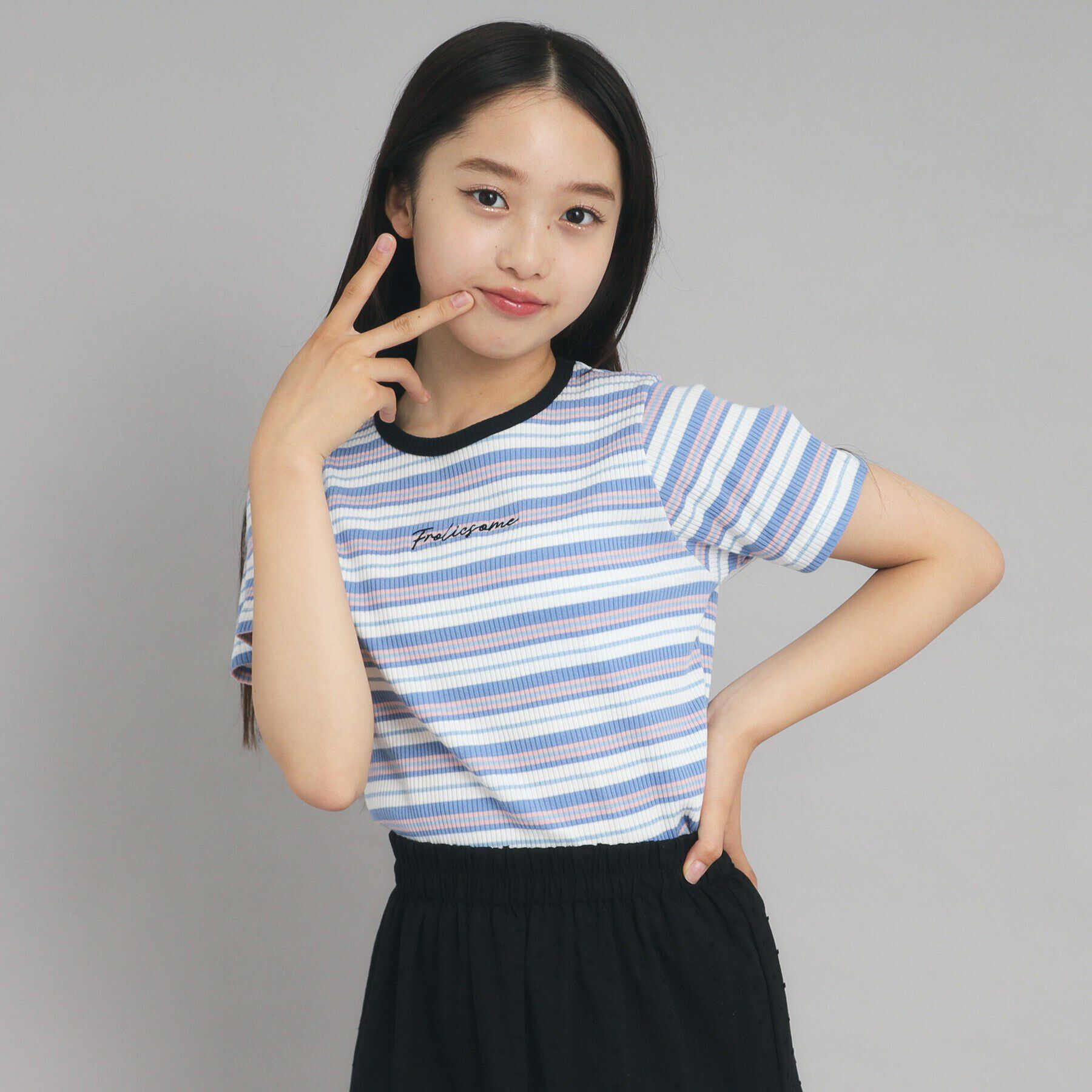 PINK-latte「【ニコプチ10月号掲載】コンパクトリブTシャツ」|Tシャツ・カットソー|