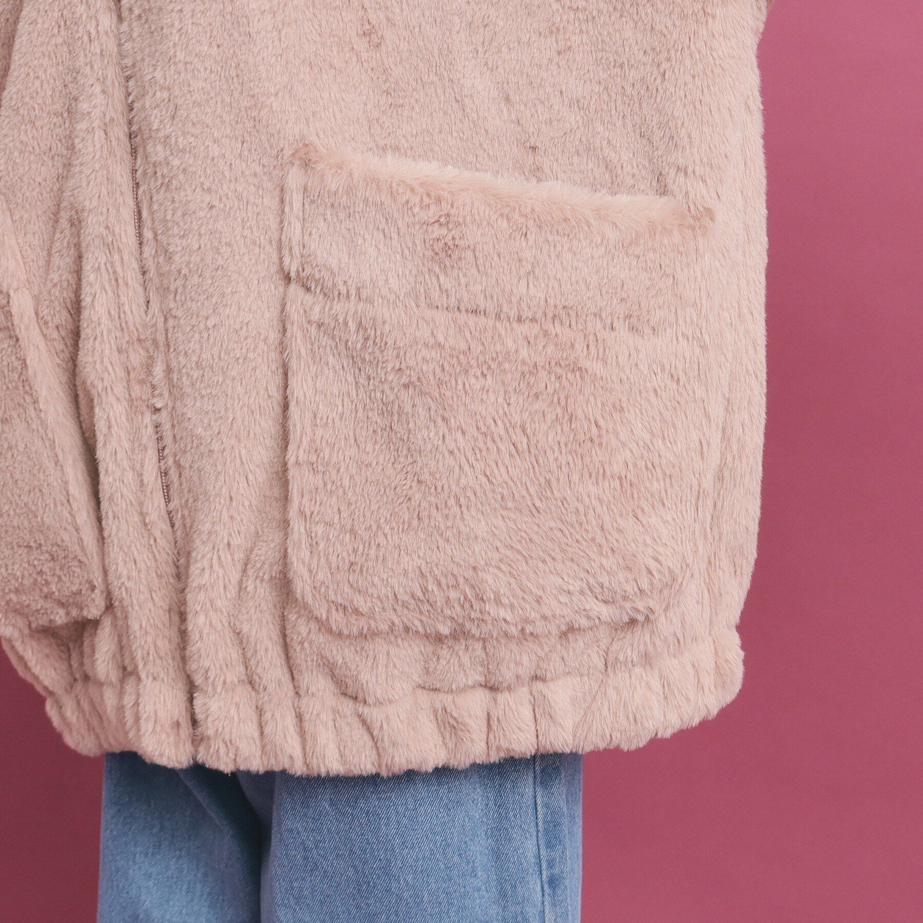 PINK-latte「【大人気/カラー追加あり】もふもふ エコファーブルゾン」|ブルゾン・スタジャン|