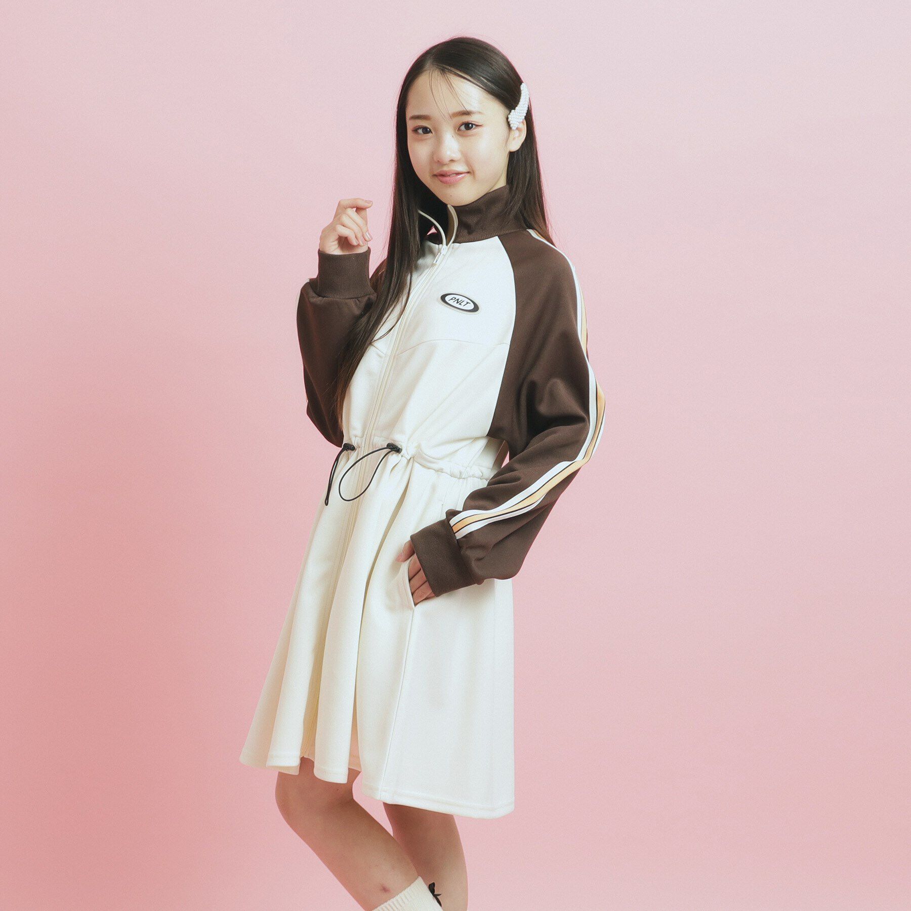 PINK-latte「ドローコード付きジャージワンピース」|ワンピース|