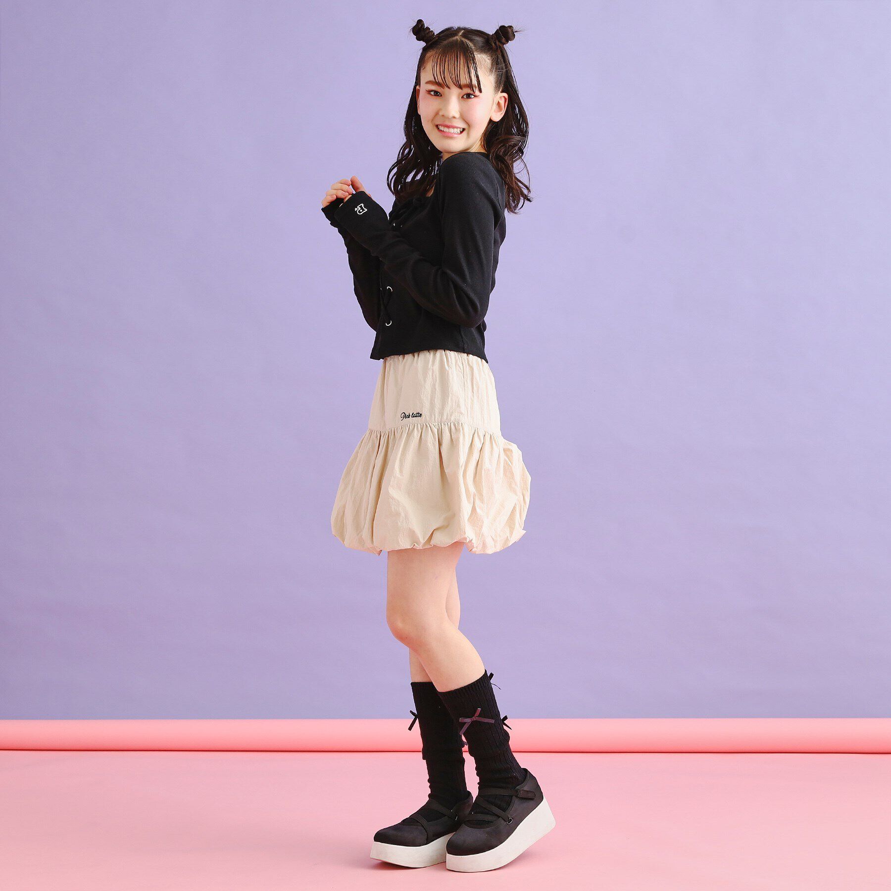 PINK-latte「レースアップテレコプルオーバー」|Tシャツ・カットソー|