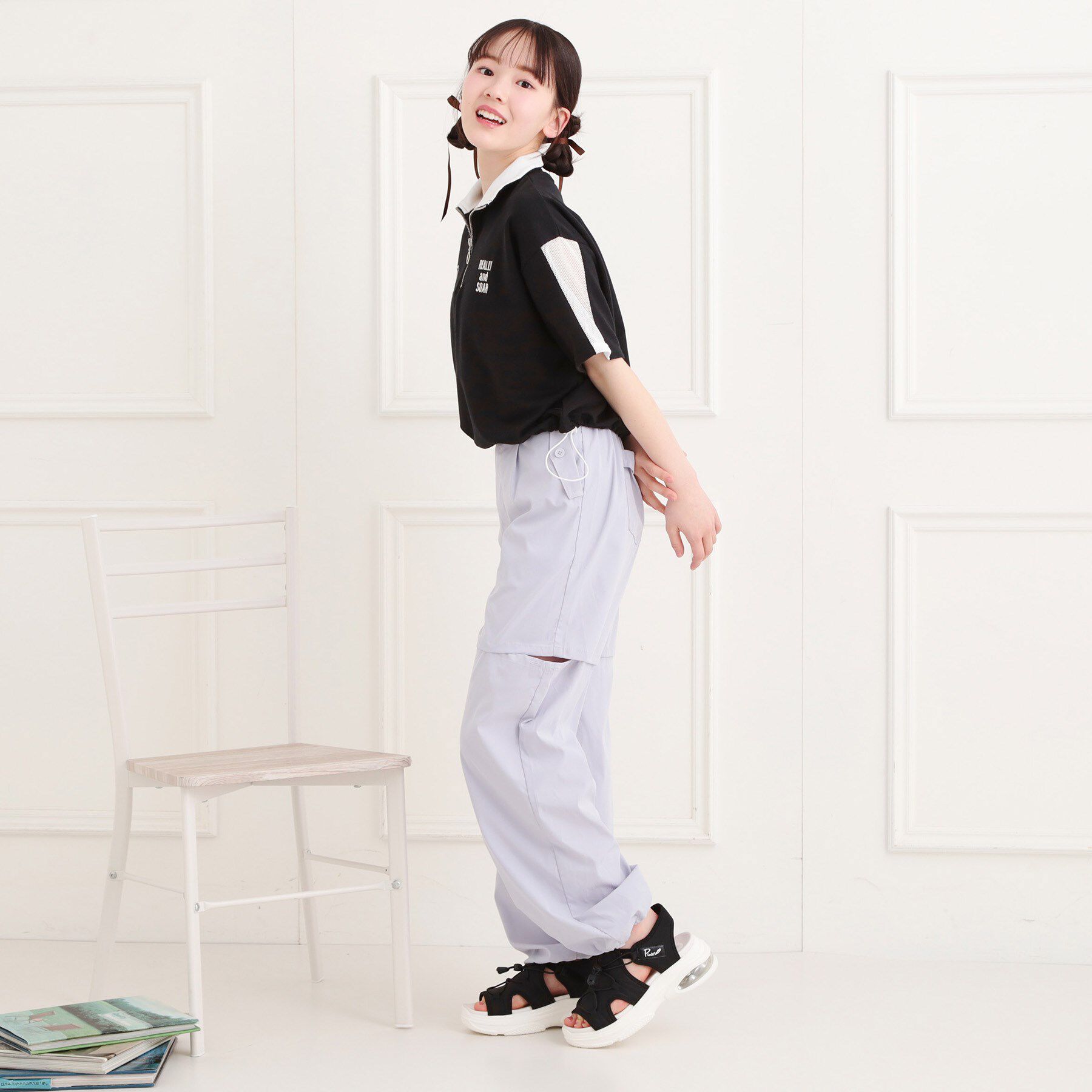 PINK-latte「メッシュ切替ハーフジッププルオーバー」|Tシャツ・カットソー|