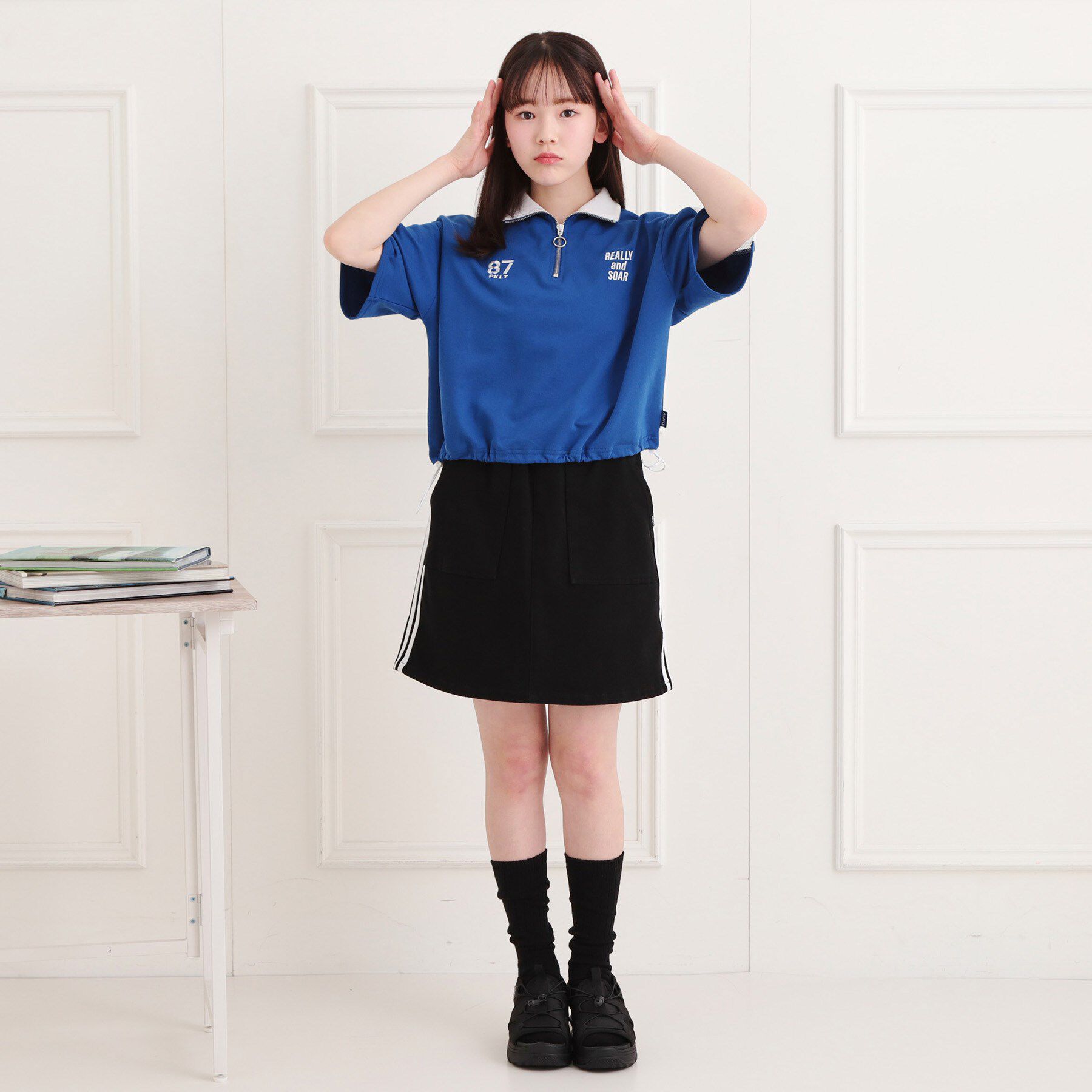 PINK-latte「メッシュ切替ハーフジッププルオーバー」|Tシャツ・カットソー|