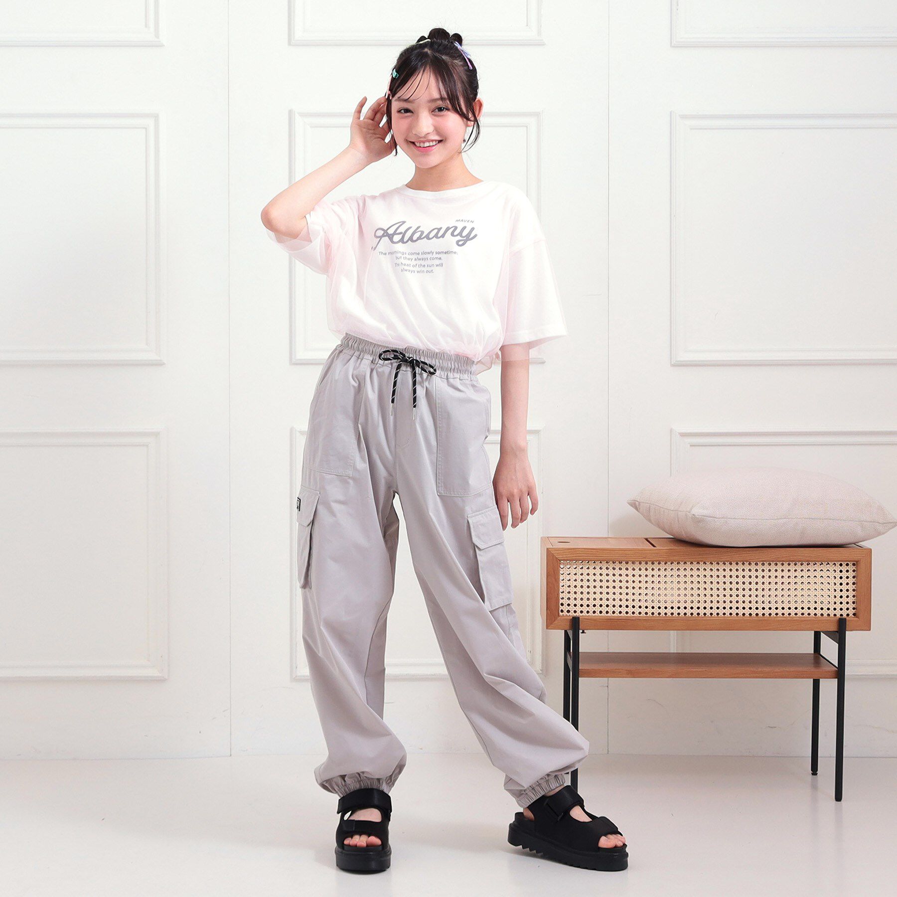 PINK-latte「チュールドッキングビッグTシャツ」|Tシャツ・カットソー|