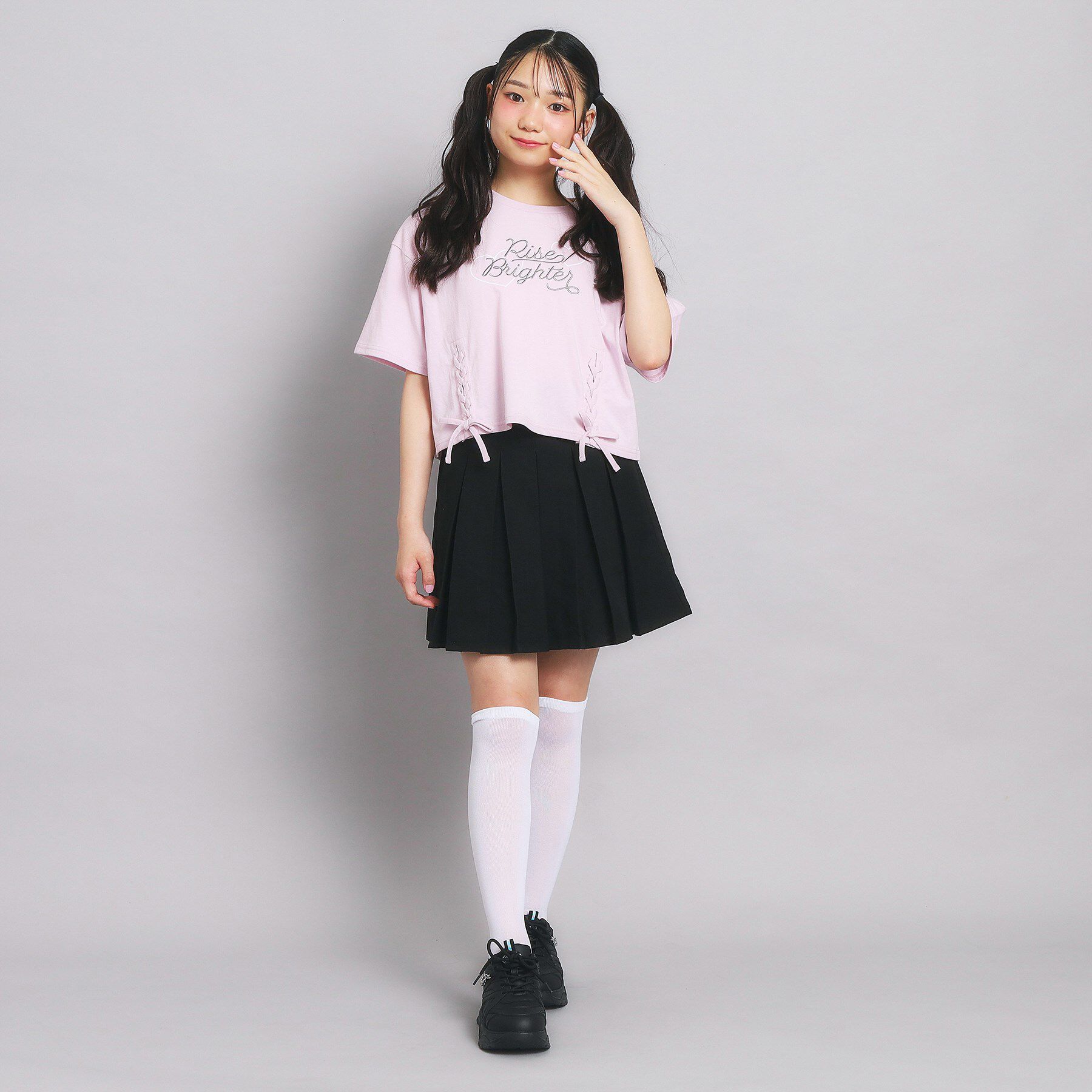 PINK-latte「レースアップTシャツ」|Tシャツ・カットソー|