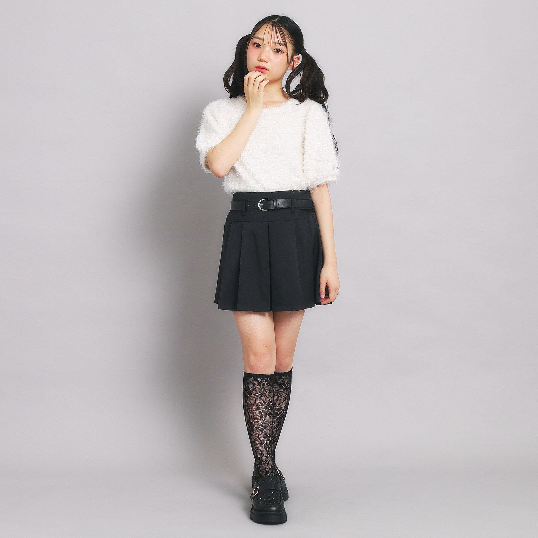 PINK-latte「ベルト付プリーツスカート」|スカート|