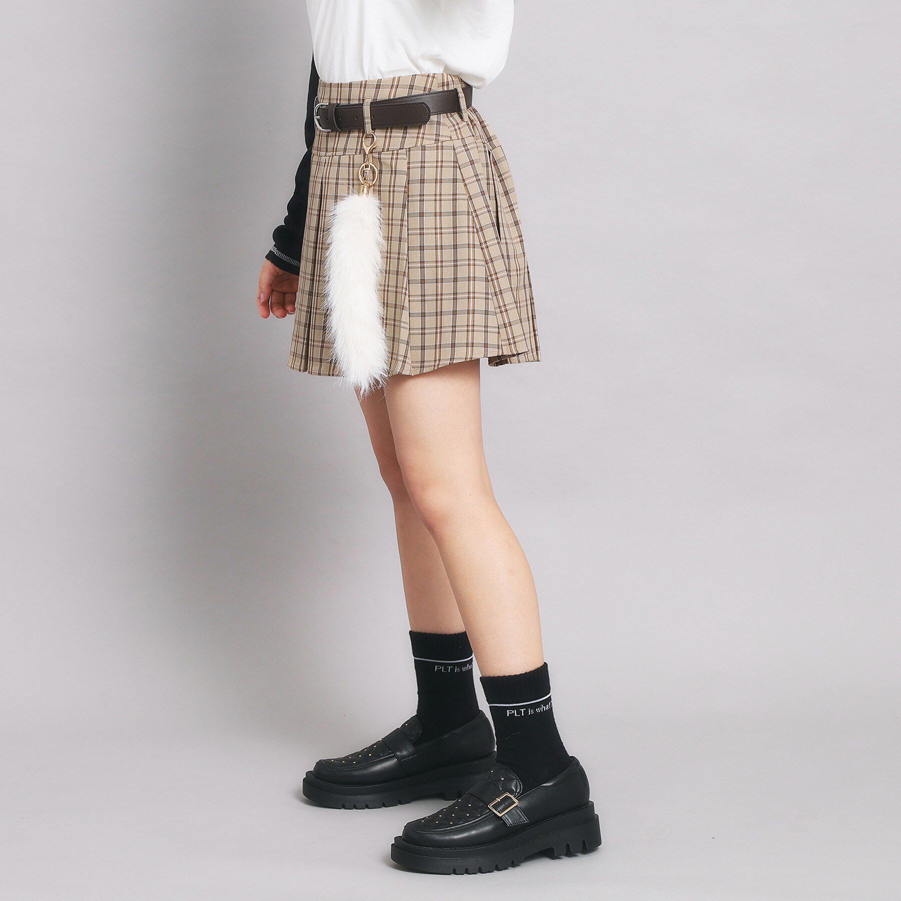 PINK-latte「ベルト付プリーツスカート」|スカート|