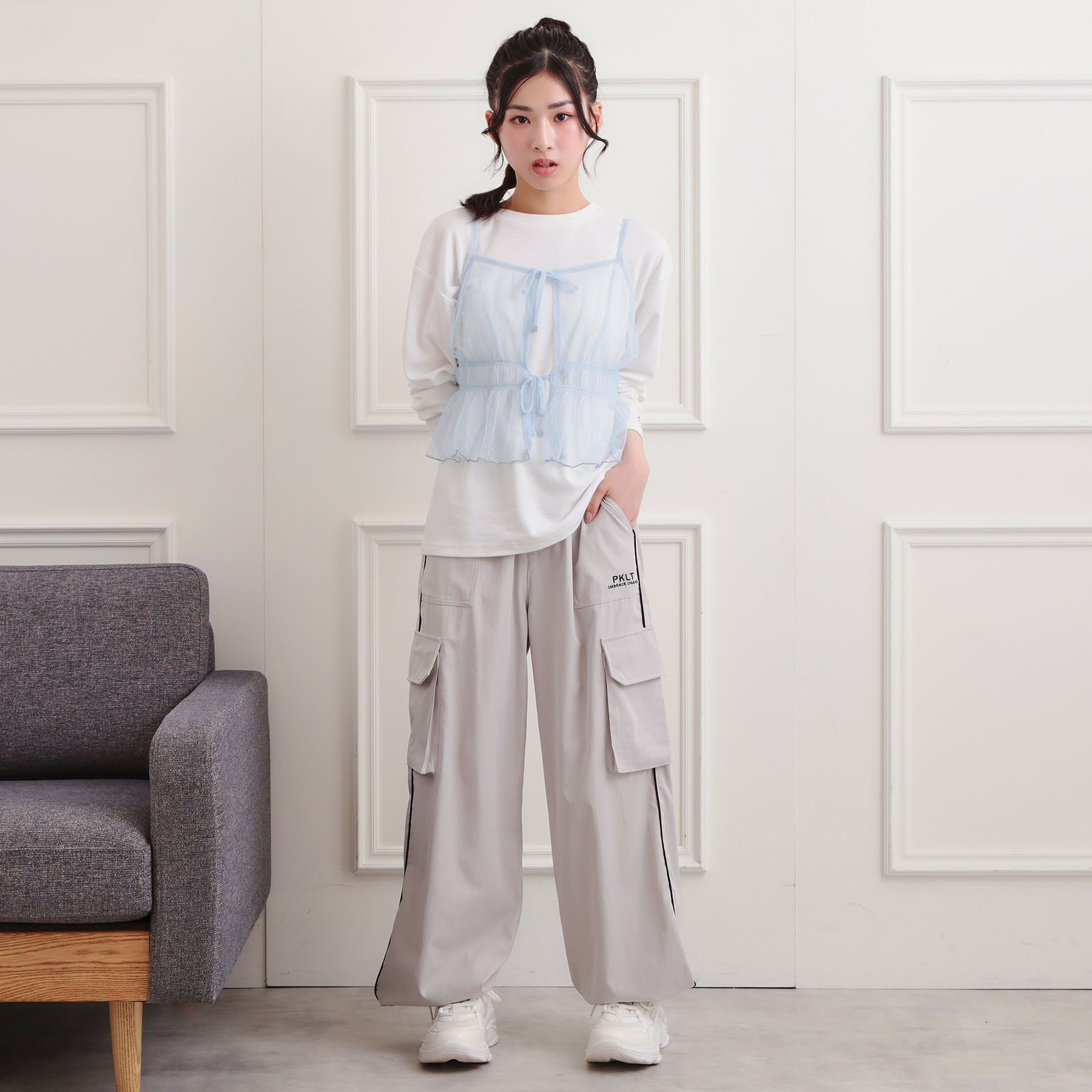 PINK-latte「ドットチュールキャミ＋ロンTセット」|その他|